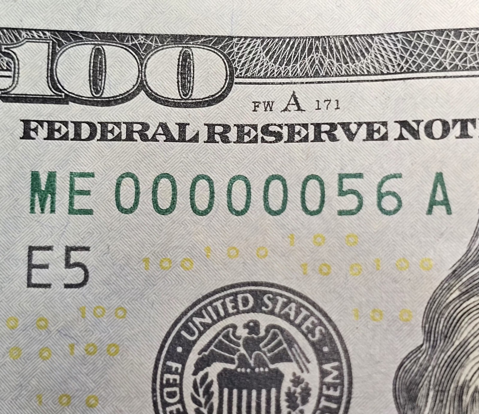 2013 $100 Dollar Bill RACING NUMBER Low Serial Number ME00000056A NICE BD GIFT