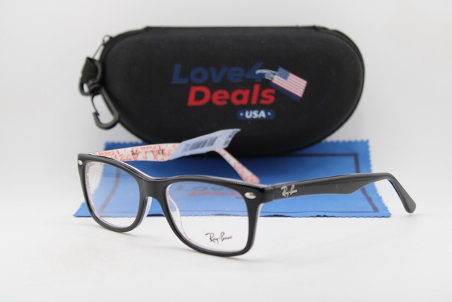NEW RAY-BAN RB 5228 5014 BLACK WHITE LETTERPRINT AUTHENTIC EYEGLASSES 50-17