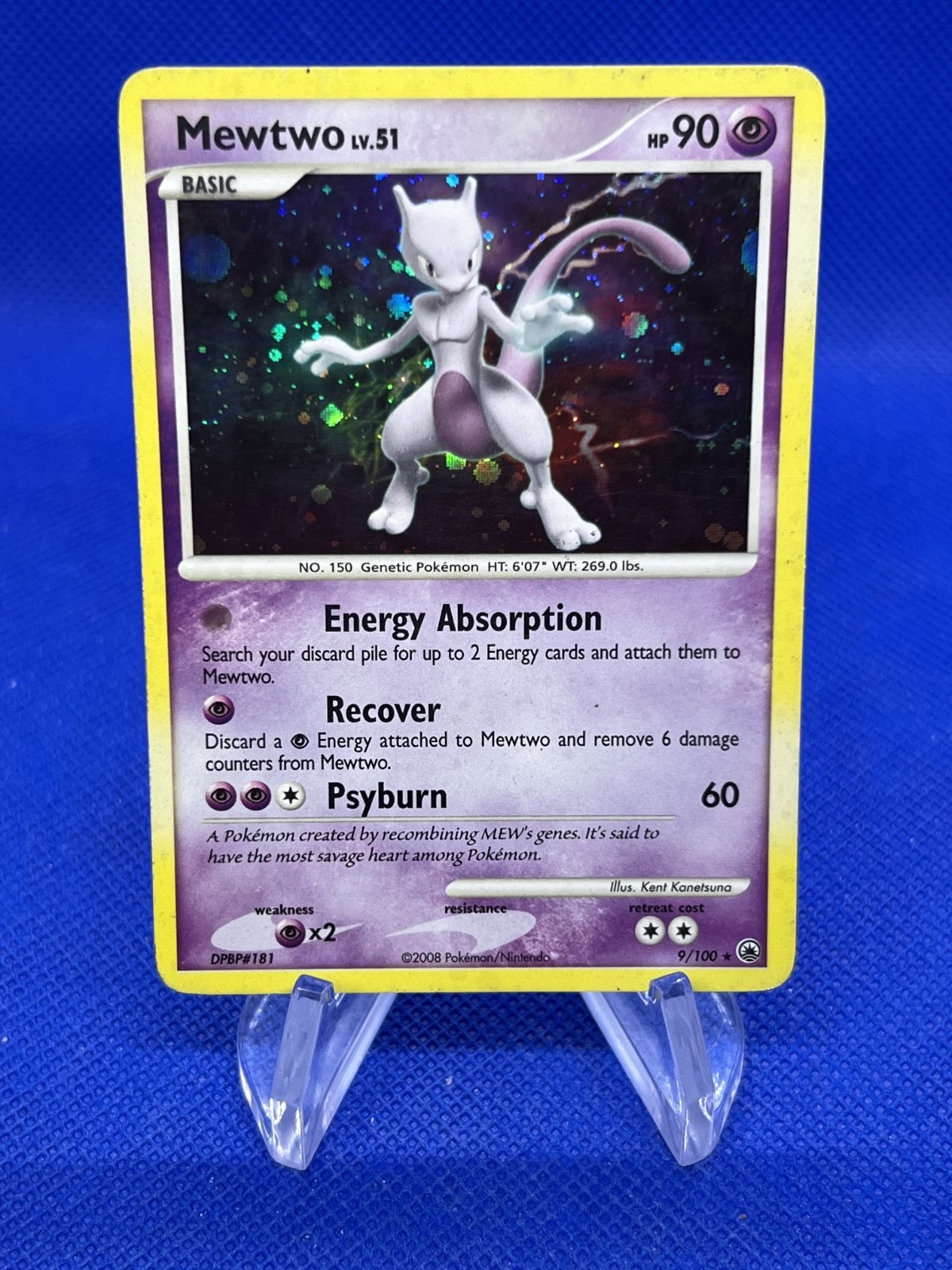 2008 Pokemon Majestic Dawn Mewtwo 9/100 Holo Rare MP/INDENTION