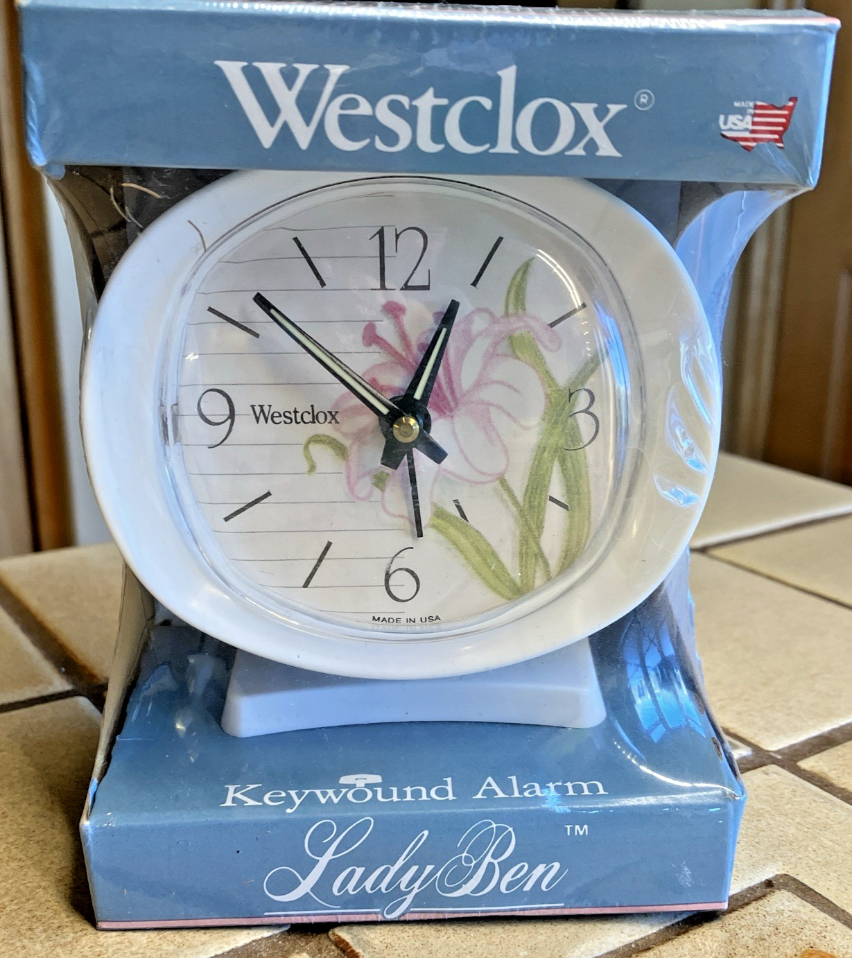 WESTCLOX VINTAGE LADY BEN BLOSSOM KEYWOUND ALARM CLOCK COTTAGE NEW FACTORY SEAL WESTCLOX VINTAGE LADY BEN BLOSSOM KEYWOUND ALARM CLOCK COTTAGE NEW FACTORY SEAL