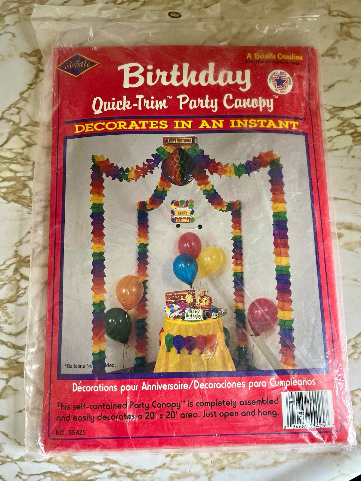 Vintage Beistle Quick-Trim Birthday Party Rainbow Canopy Retro Party Decorations