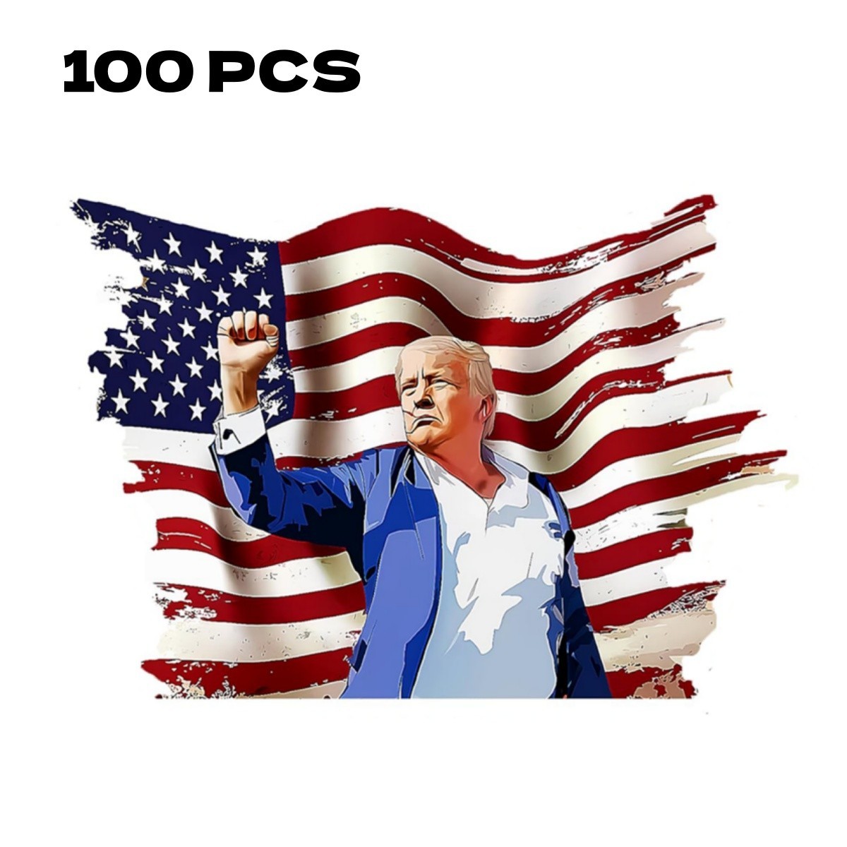 100Pcs Trump Stickers Patriotic US Flag Vinyl Decal Car Laptop Gas Waterproof