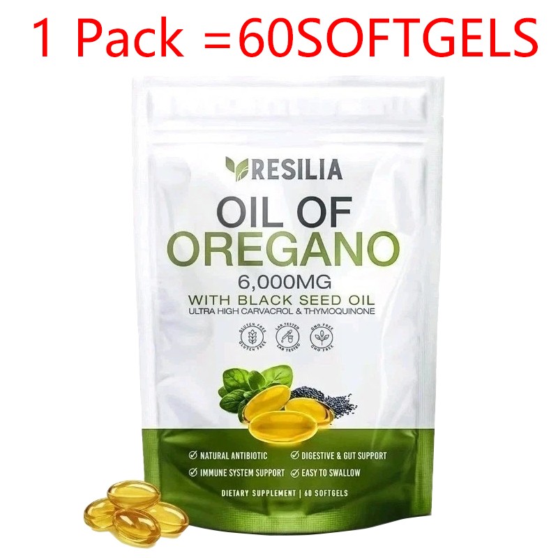 1-5Packs Resilia Oil of Oregano 6000mg with Black Seed Oil Softgels 60 Capsules 