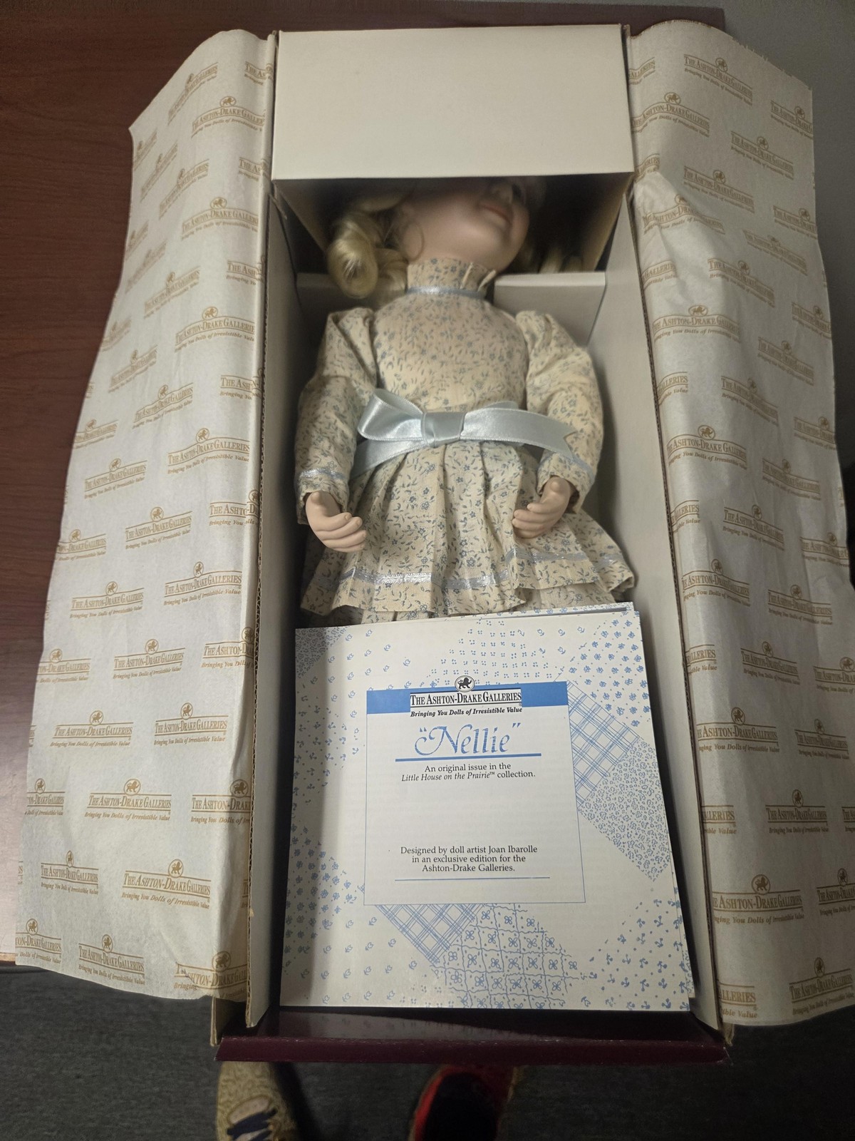 Vintage Ashton Drake Galleries Nellie Porcelain Doll Little House Prairie Box
