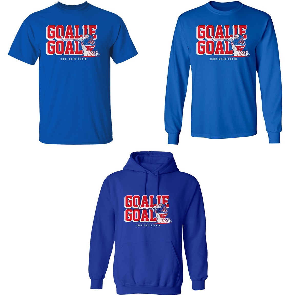 Igor Shesterkin New York Rangers Goalie Goal Shirt Long Sleeve Hoodie