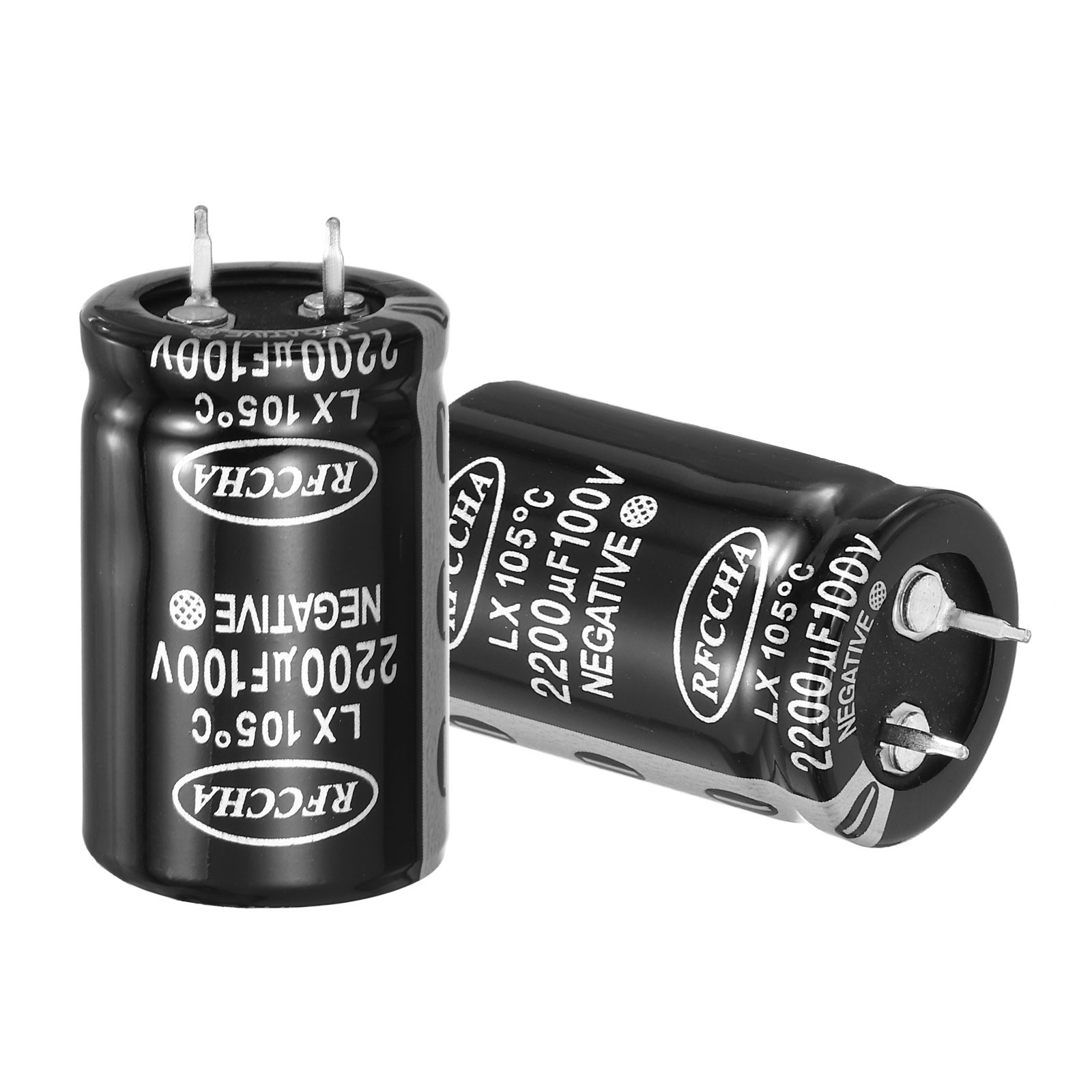 100V 2200uF 2pcs 2 Pin Snap in Aluminum Electrolytic Capacitor (Black 40x25mm)