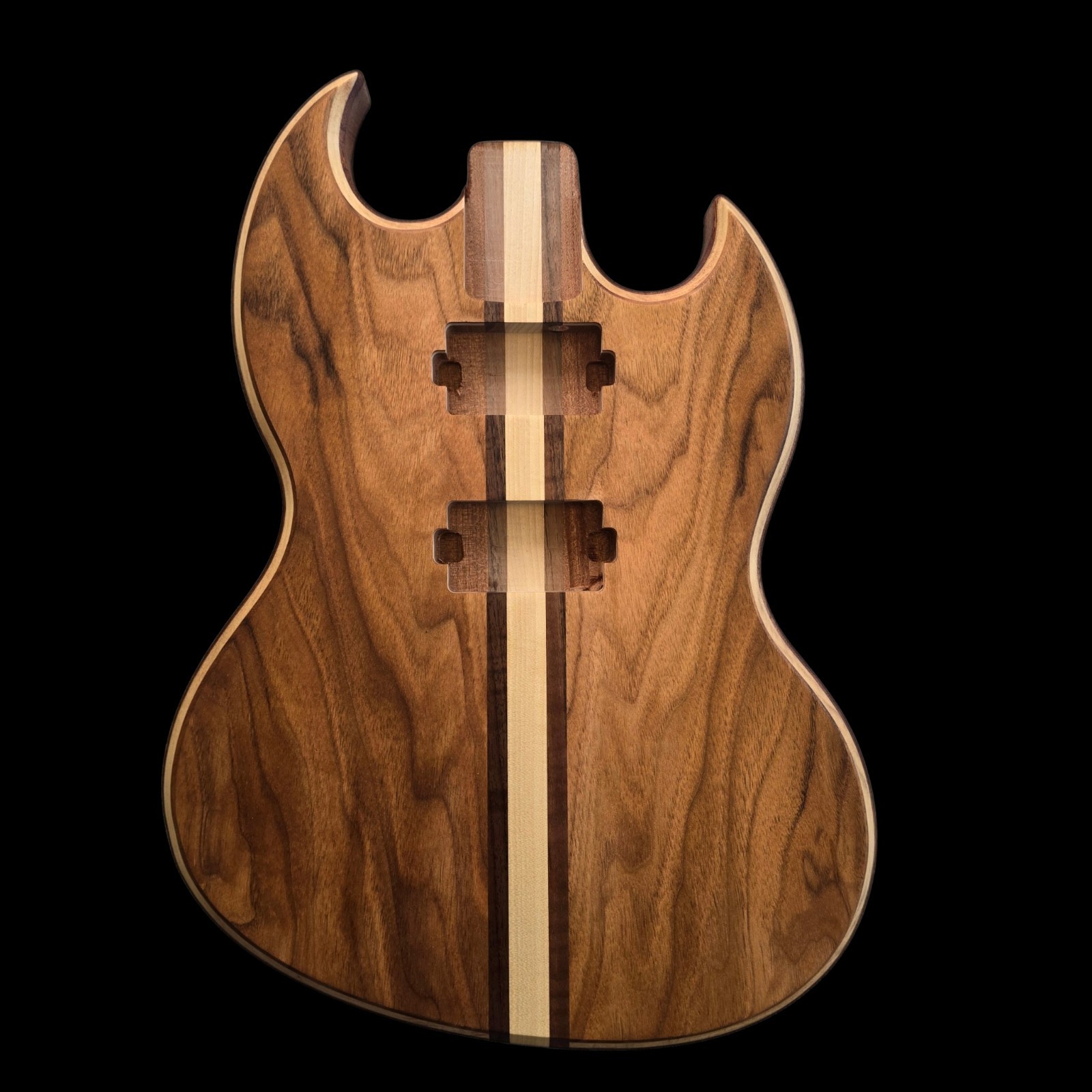 SG Style Custom Guitar Body 1 of a Kind Handmade Butternut/Sapele Luthier 