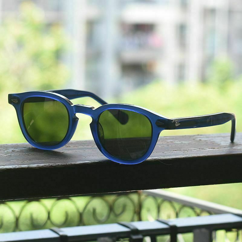 Mens Johnny Depp Green glass sunglasses women\'s Sapphire blue acetate glasses M Mens Johnny Depp Green glass sunglasses women\'s Sapphire blue acetate glasses M