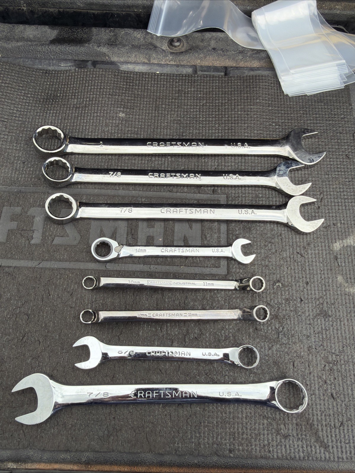 8pc Sears Craftsman Professional Full Polish Wrench Lot 10mm 44360 44948 44944