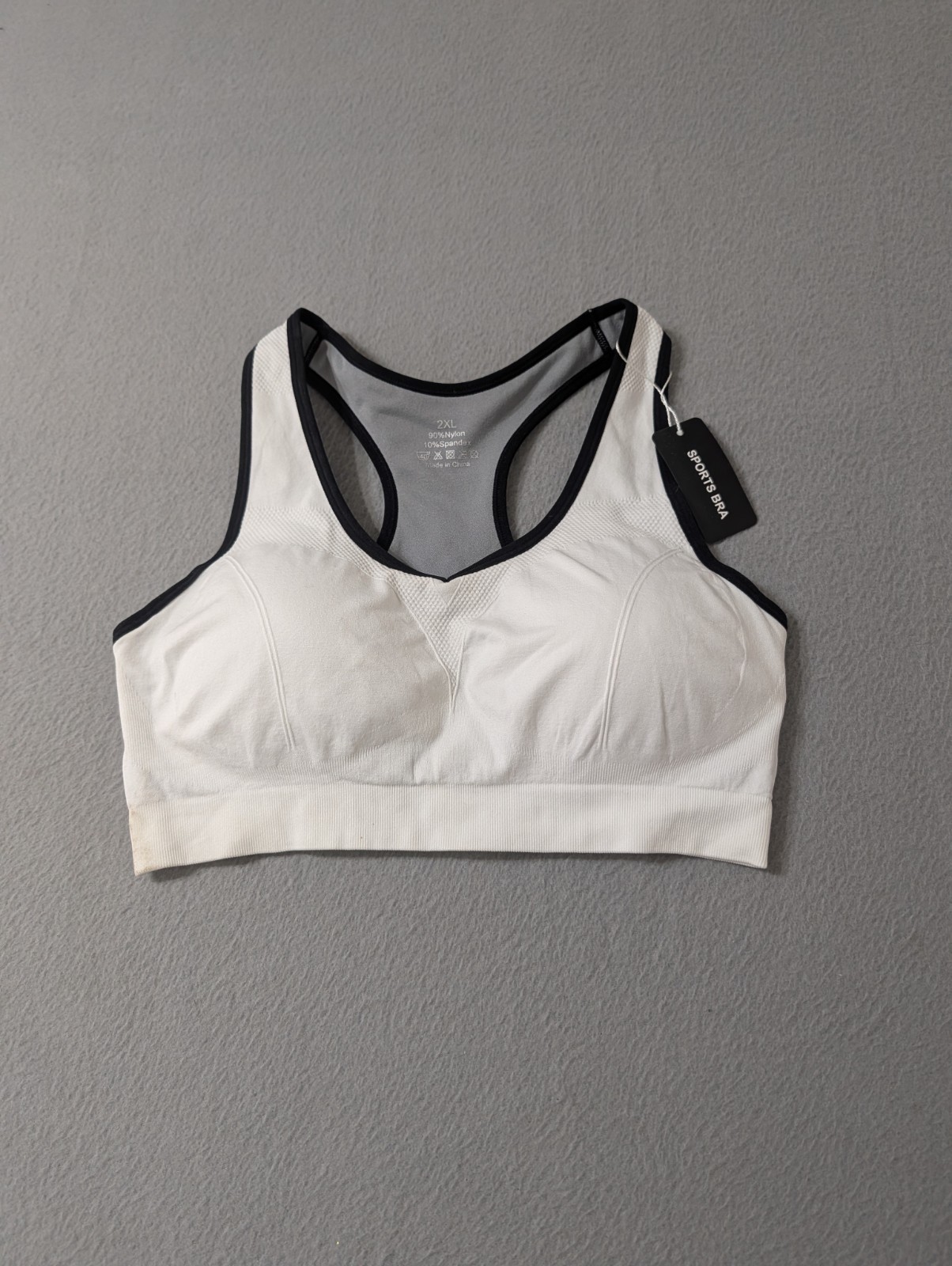 Womens Padded Sports Bra 2XL Racerback Seamless Stretch Medium Support...