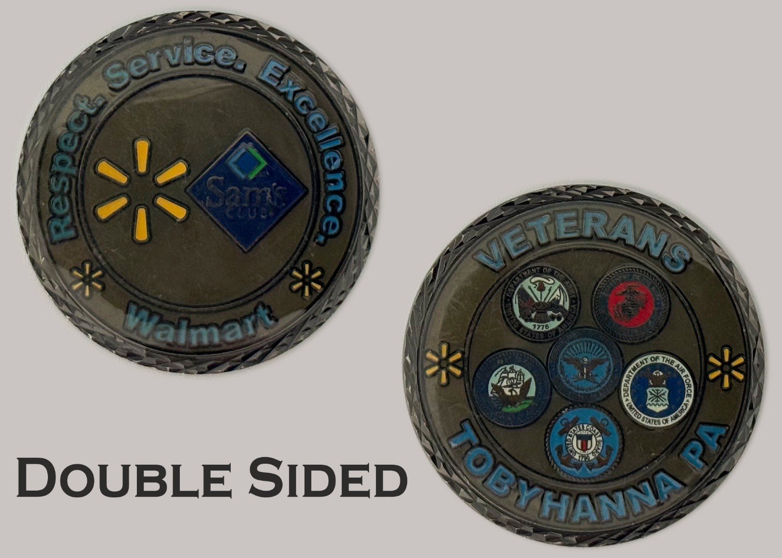 Walmart Sams Club Veterans Challenge Coin – Service Respect Excellence J#1 Walmart Sams Club Veterans Challenge Coin – Service Respect Excellence J#1