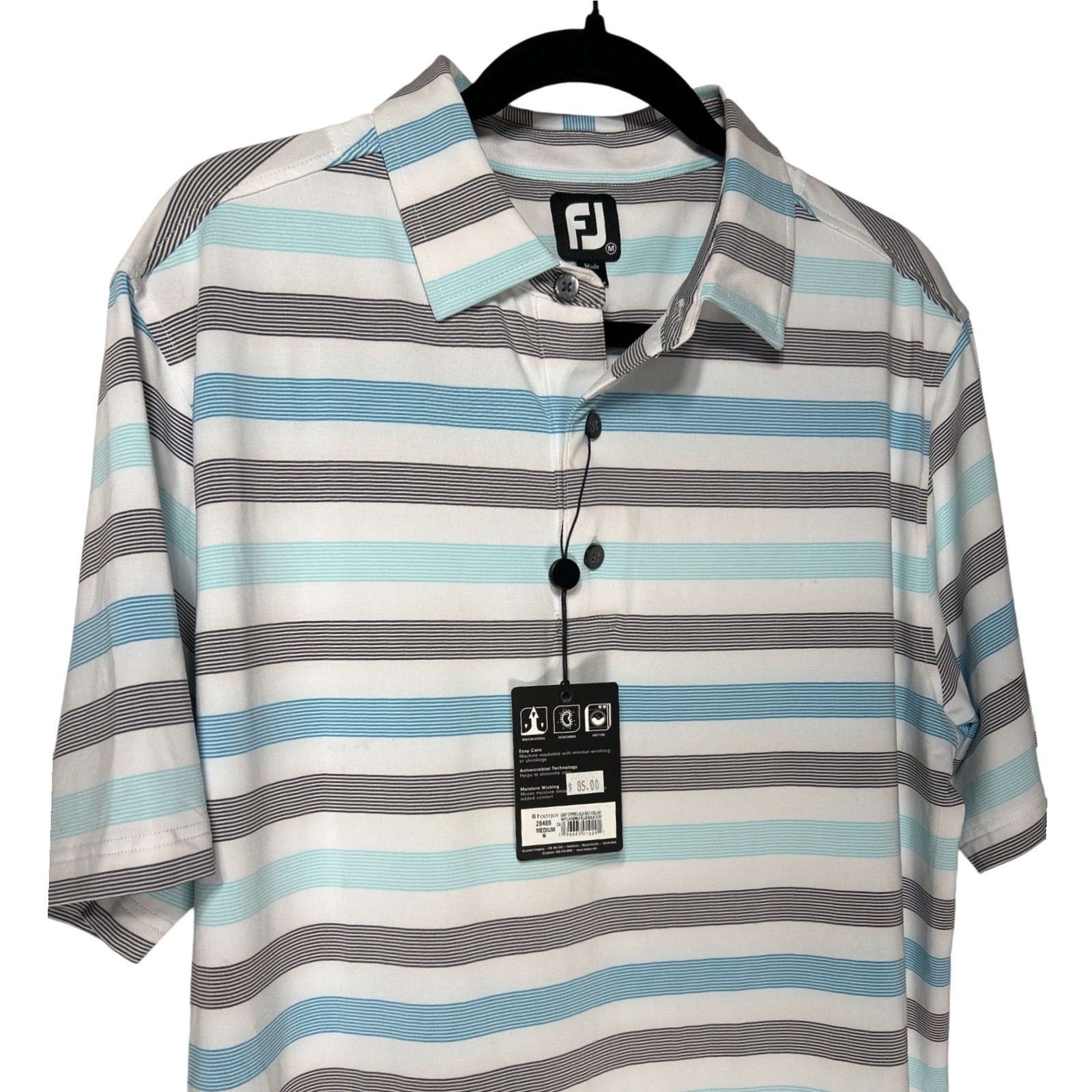 FootJoy Mens ProDry Golf Polo Shirt Blue White Striped Size M Retail: $85 NWT