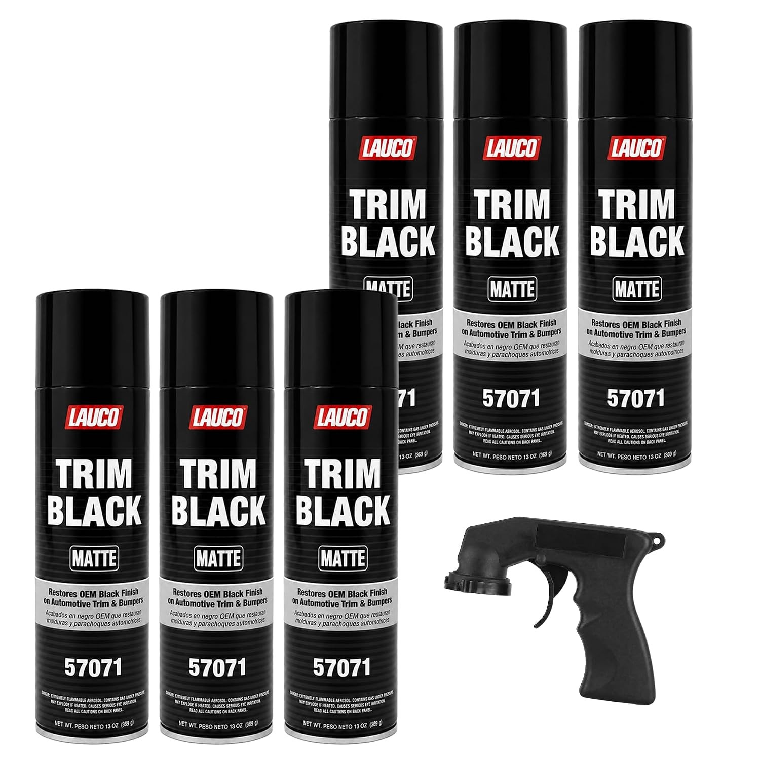 LAUCO Trim Black Matte 13 oz, Automotive Aerosol Spray Paint Can, Black LAUCO Trim Black Matte 13 oz, Automotive Aerosol Spray Paint Can, Black