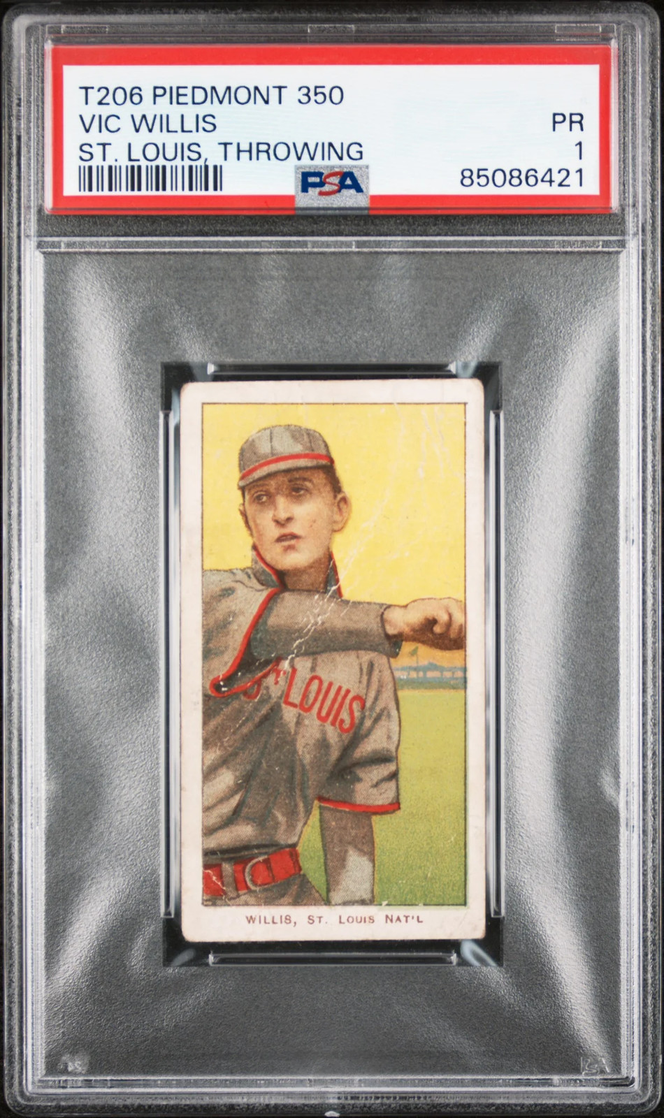 1909-11 T206 Piedmont 350 Vic Willis ST. Louis, Throwing PSA 1