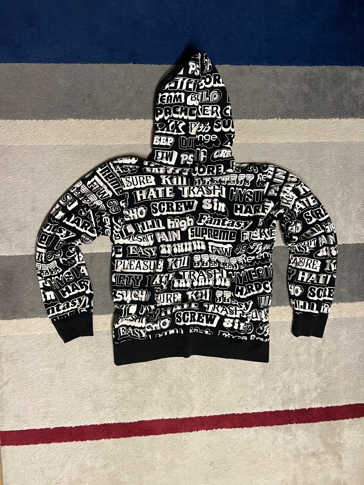 Supreme Hysteric Glamour Text Hoodie Black FW17SW37 Men\'s Size LARGE