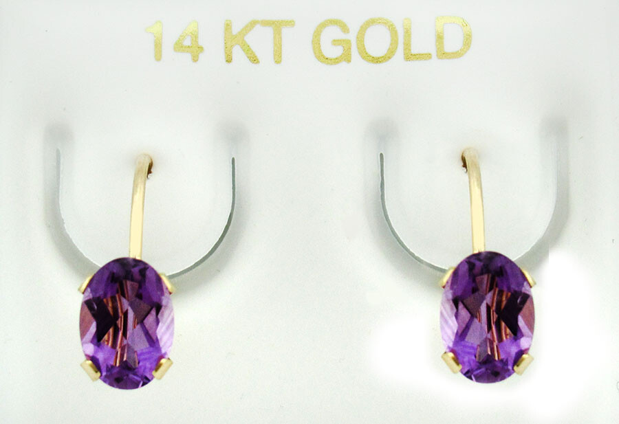 GENUINE 1.52 Cts AMETHYST EARRINGS 14K GOLD - Free Certificate Appraisal - NWT