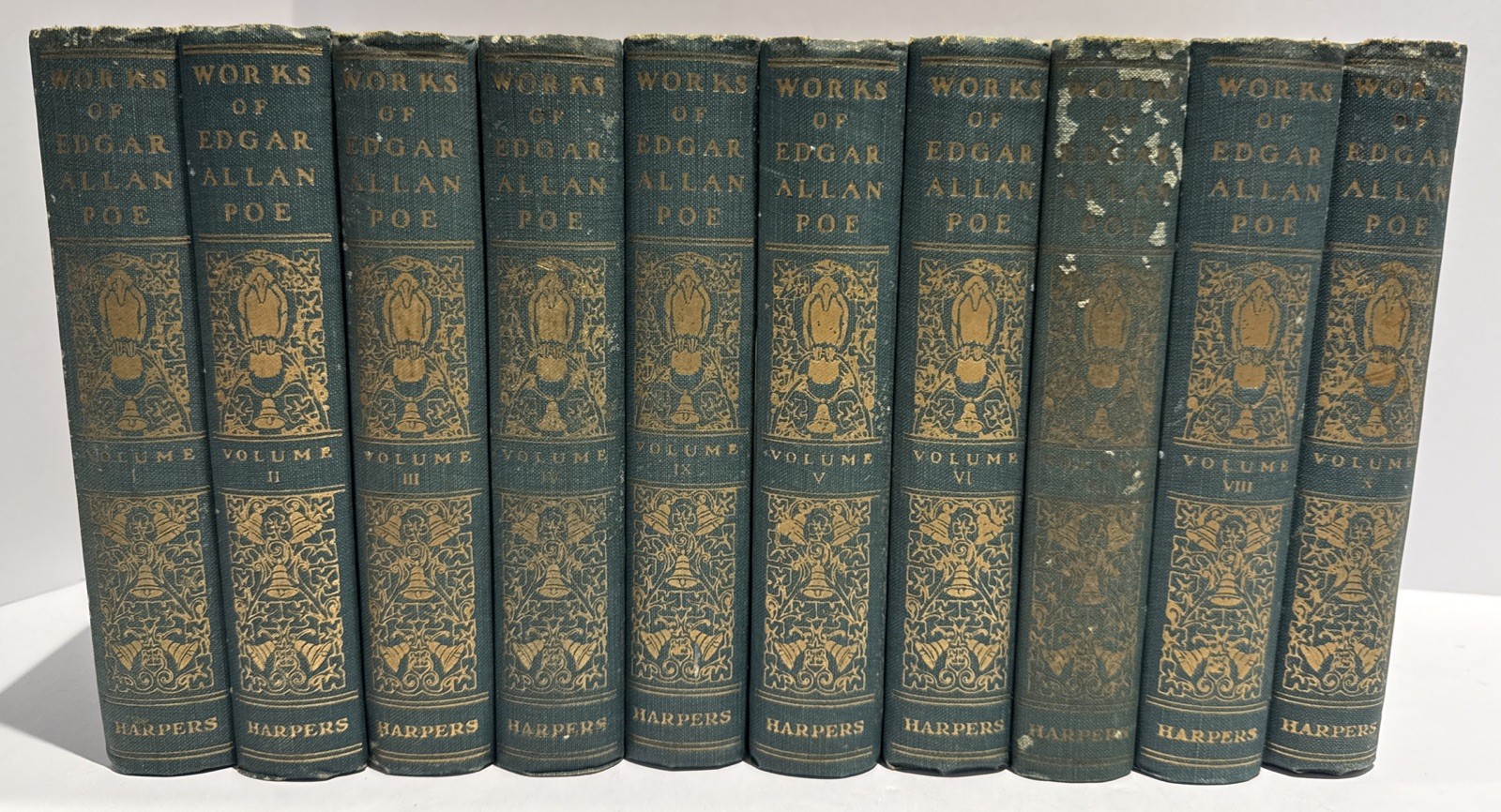 1910 Works of Edgar Allan Poe 10 Volume Book Set Hardcover Antique
