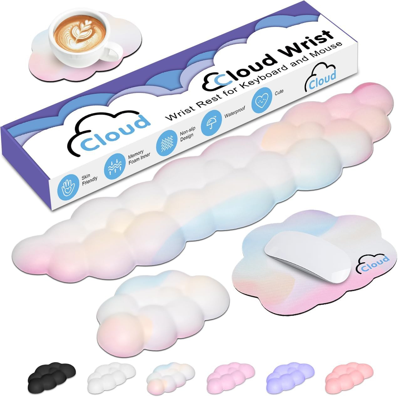 Cloud Wrist Rest Keyboard Palm Rest with Non-Slip Base for Computer Gaming Wrist