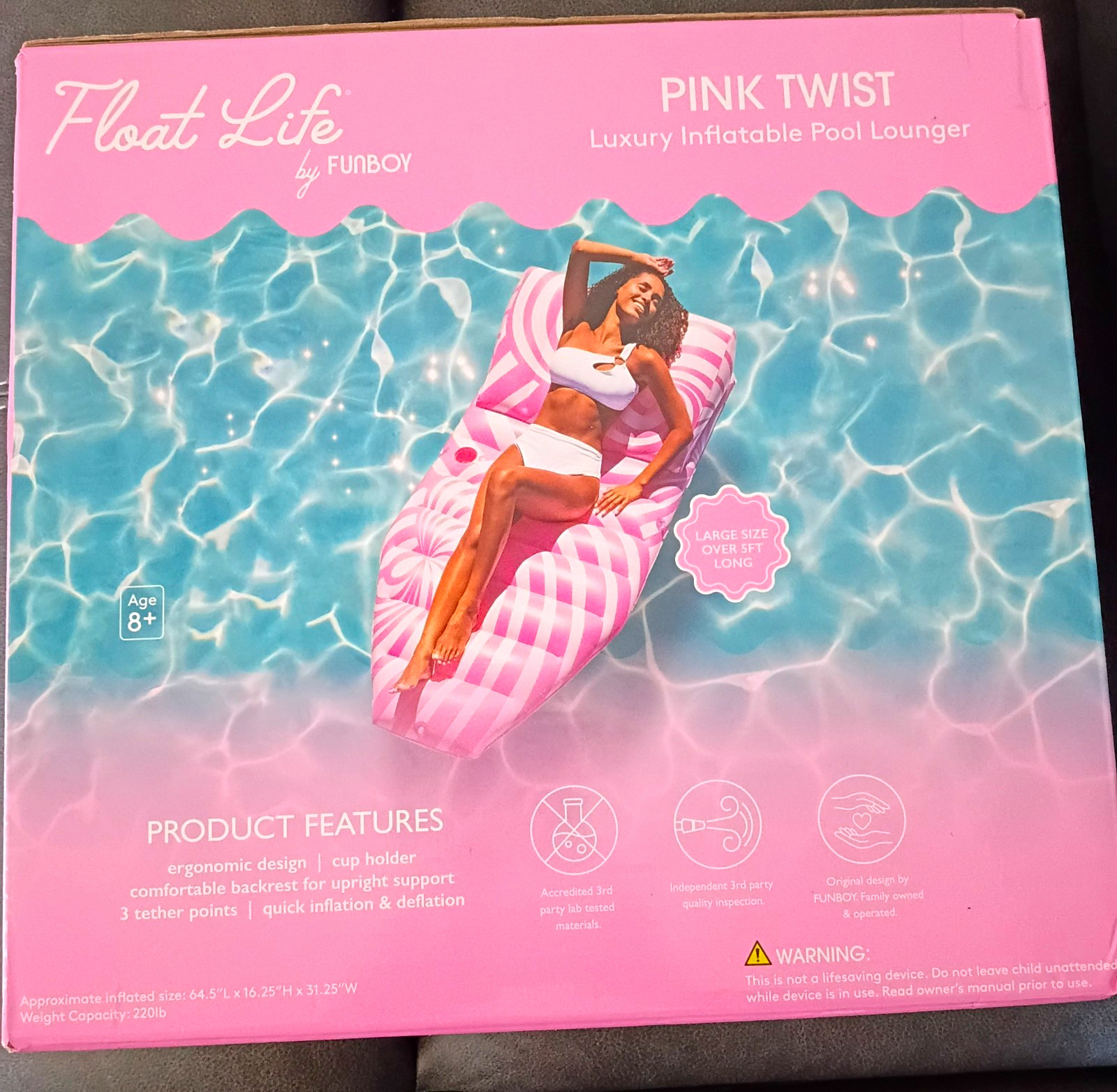 Float Life by FUNBOY Pink Twist Luxury Inflatable Pool Lounger Float Life by FUNBOY Pink Twist Luxury Inflatable Pool Lounger
