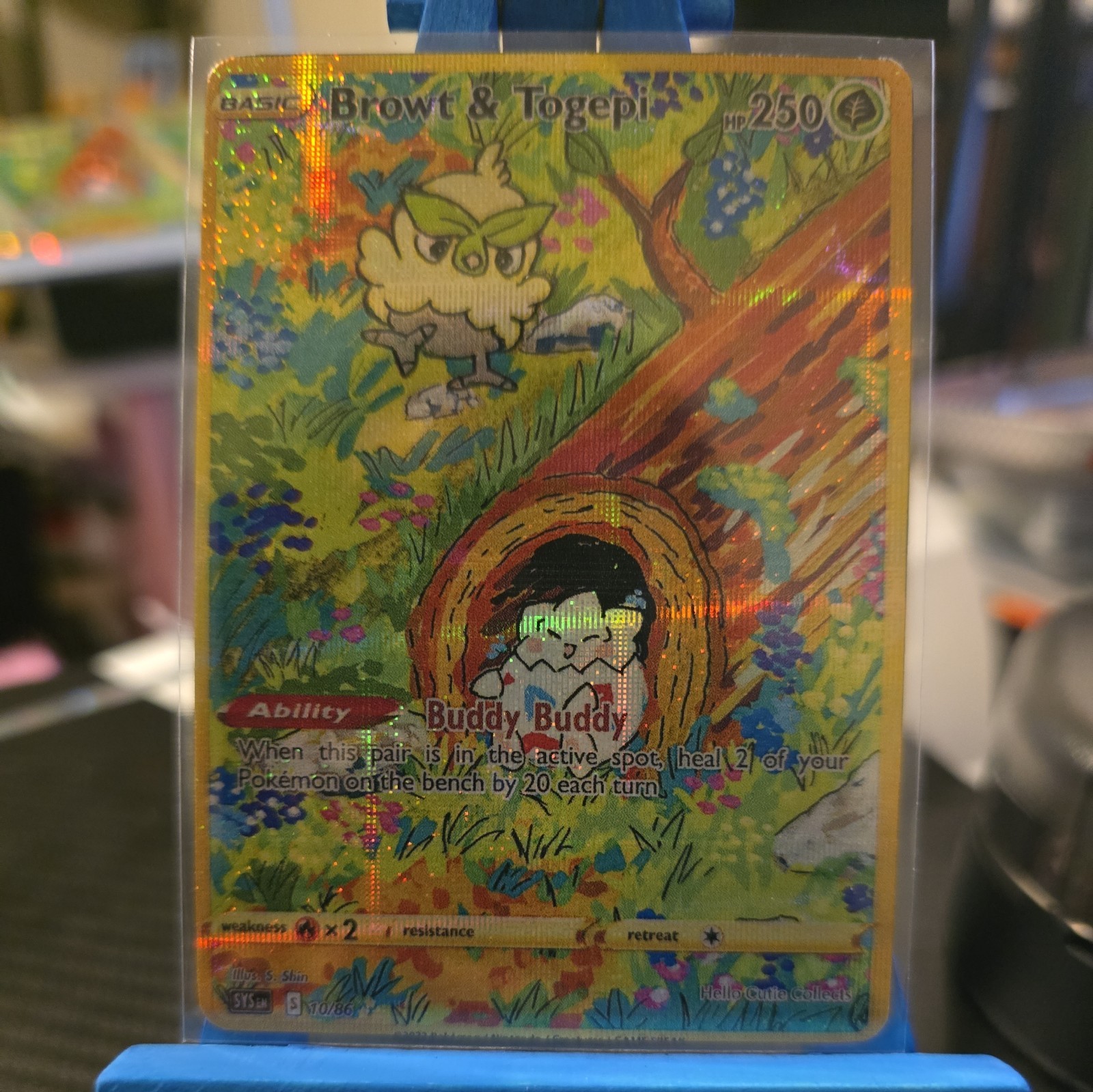 Custom Fanart Pokémon Browt & Togepi in the forest Star Holo 10/86