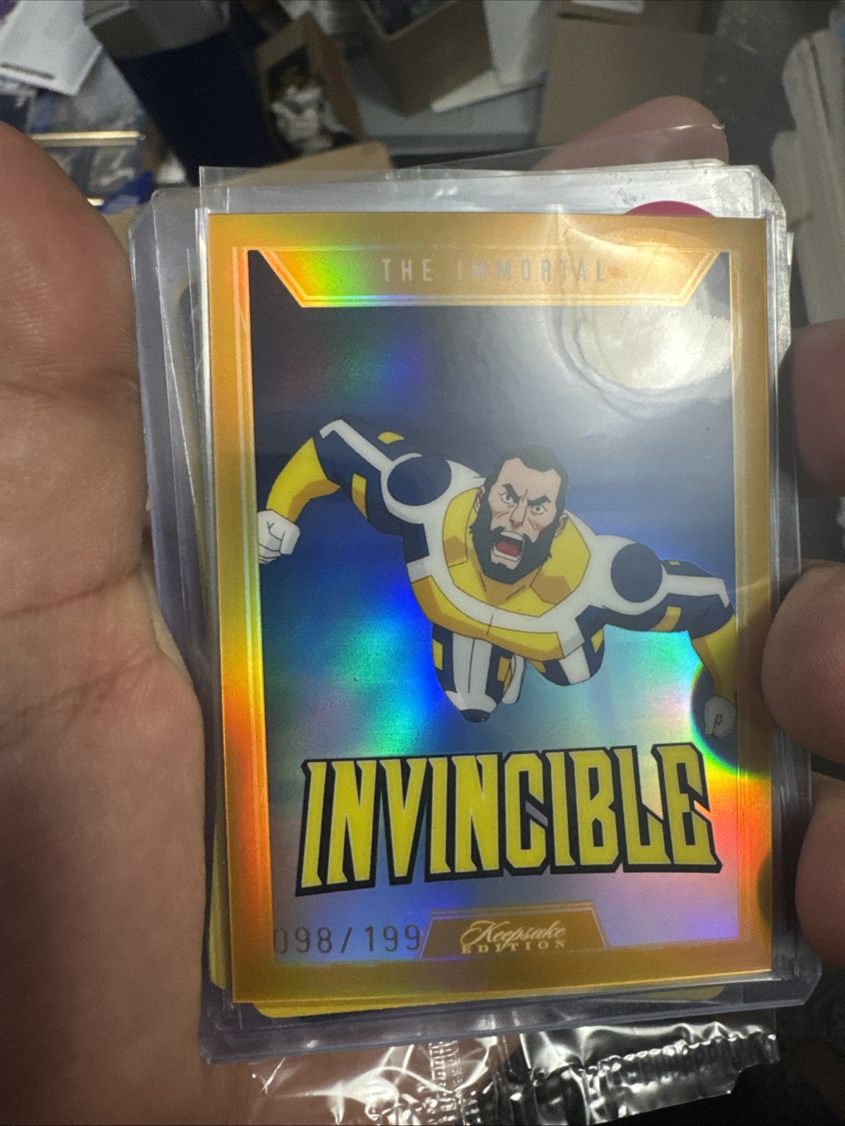 2025 KEEPSAKE INVINCIBLE SEASON 1 THE IMMORTAL GOLD LASER PARALLEL CHASE 098/199 2025 KEEPSAKE INVINCIBLE SEASON 1 THE IMMORTAL GOLD LASER PARALLEL CHASE 098/199