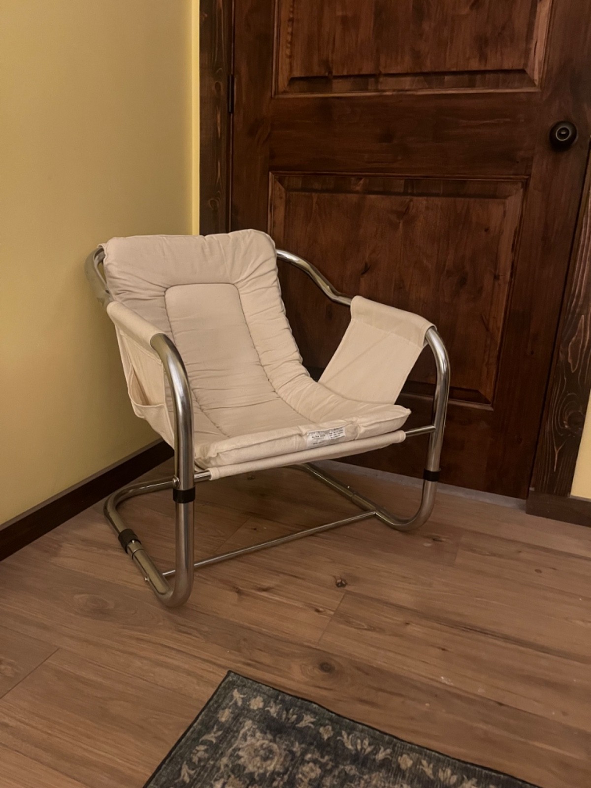 1970s Chrome Low Sling Lounge Chair - Mid Century Modern MCM Vintage
