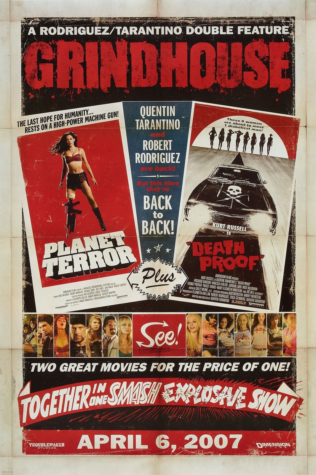 2007 Grindhouse Planet Terror Death Proof Movie Poster 11X17 Kurt Russell 🍿