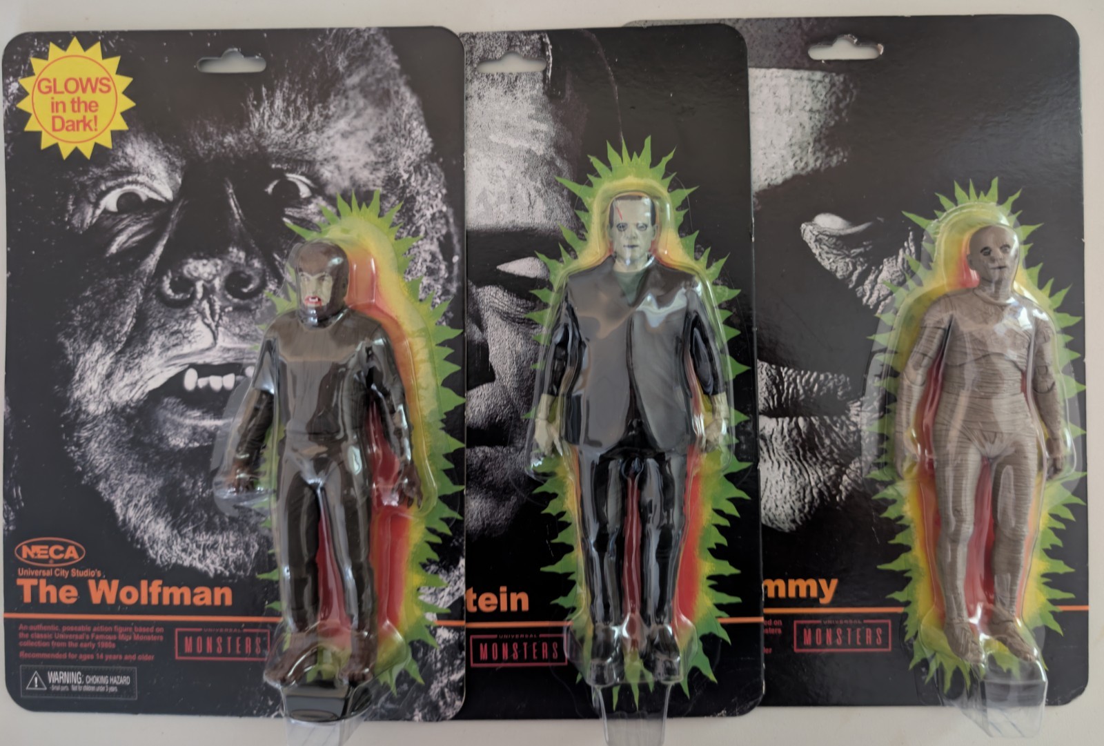 NECA Universal City Studio\'s The Mummy, Wolfman, & Frankenstein Action Figures