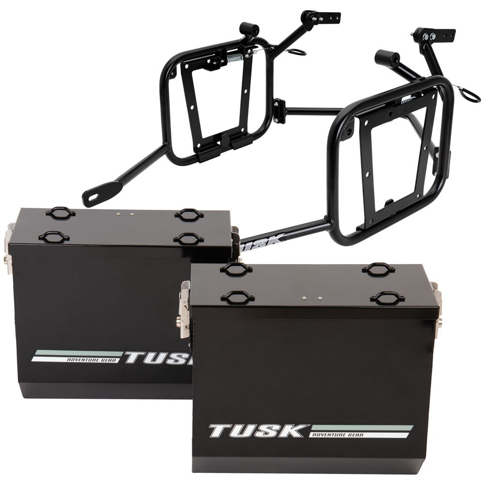 Tusk Aluminum Panniers with Pannier Racks V2 Large Black for Kawasaki KLR 650 Tusk Aluminum Panniers with Pannier Racks V2 Large Black for Kawasaki KLR 650