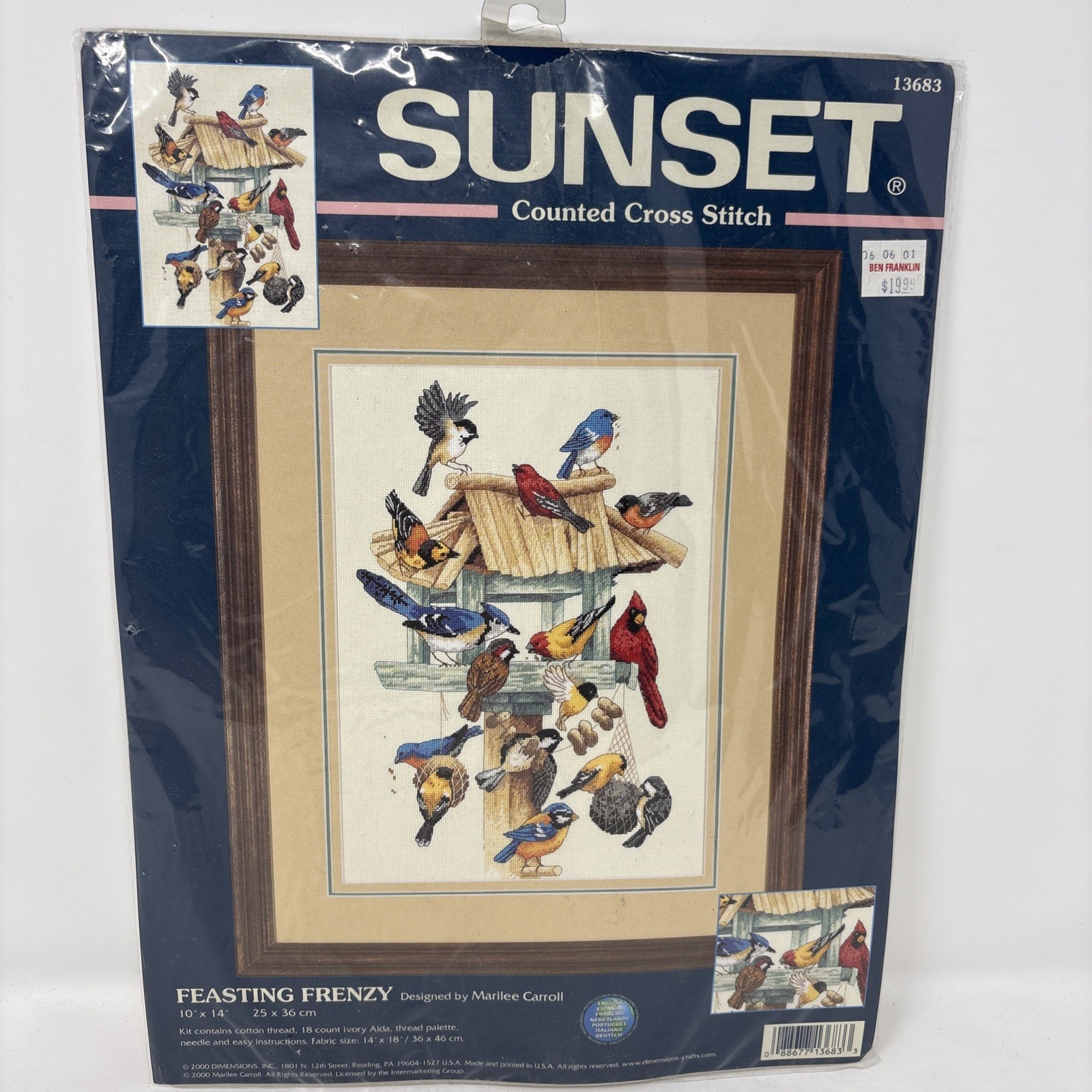 Sunset Dimensions Feasting Frenzy #13683 Cross Stitch Kit Birds 10x14