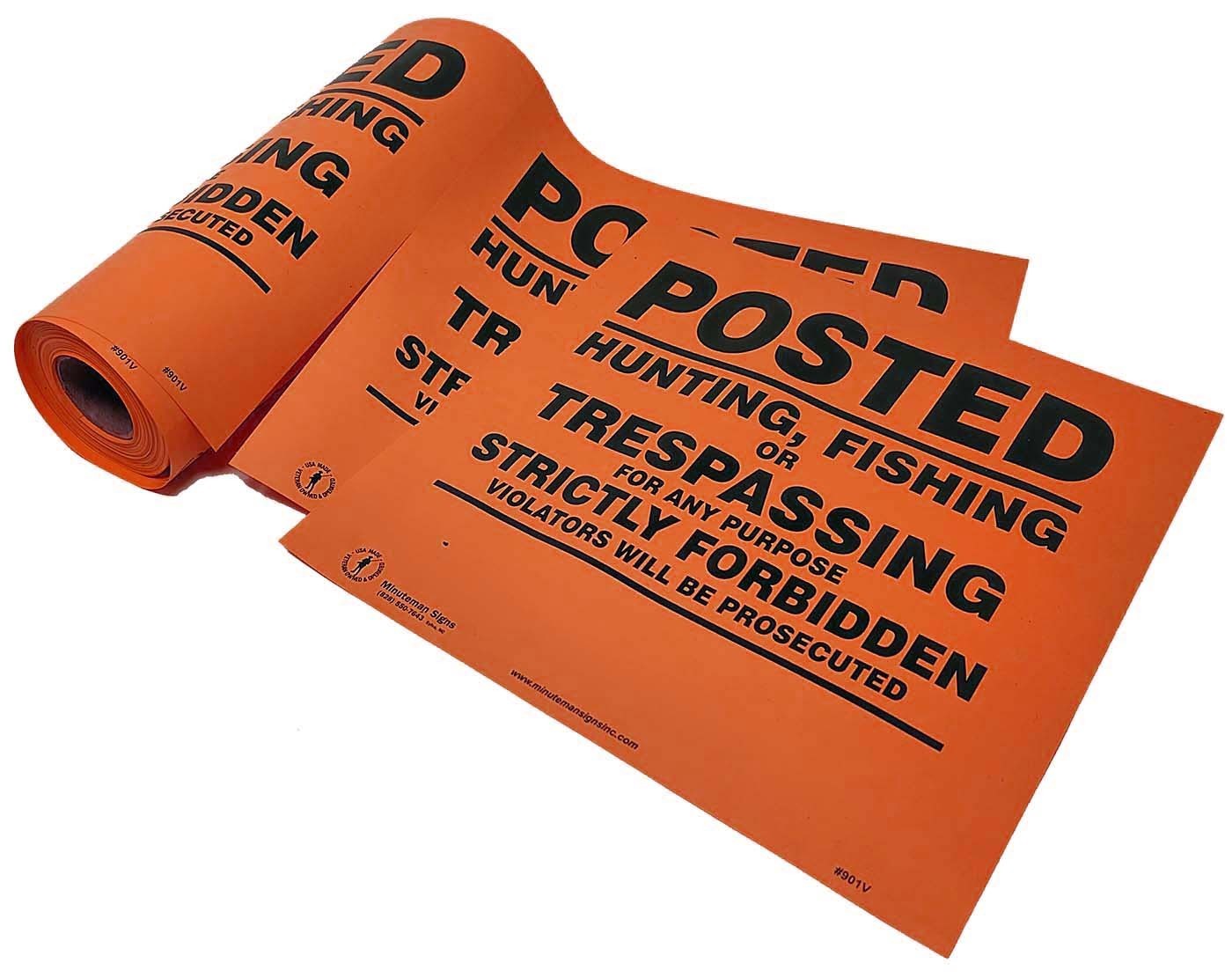 Posted No Hunting, No Trespassing Signs, Printed on Quality USA made Vinyl