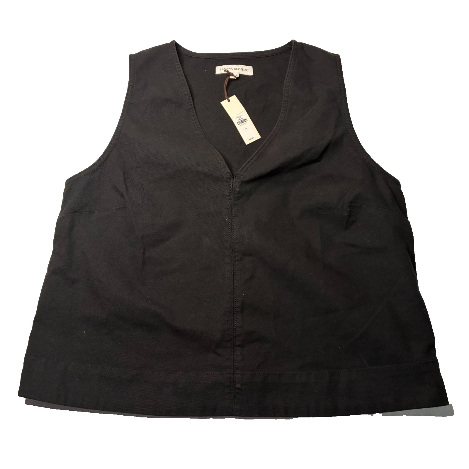 Nwt Banana Republic Blouse Heavy Cotton V Neck Black Size M Sleeveless Capsule