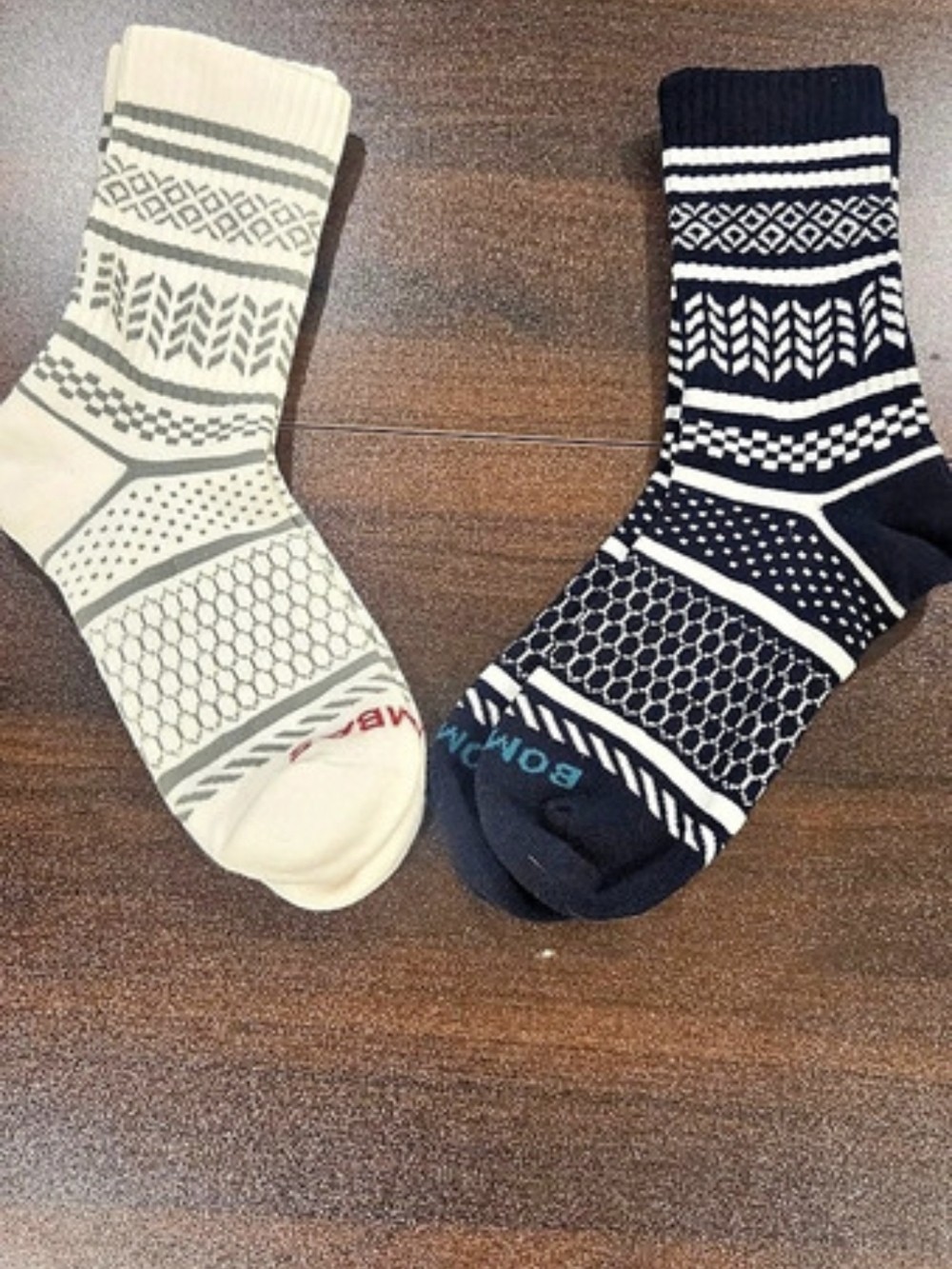 Bombas Fair Isle Half Calf Socks Black & Cream Medium. New Bombas Fair Isle Half Calf Socks Black & Cream Medium. New