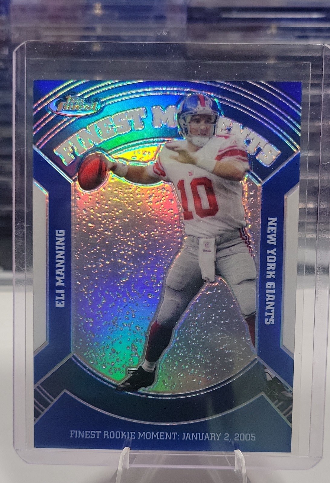 2007 Topps Finest - Veteran Finest Moments Eli Manning #VFM-EM Refractor /299 2007 Topps Finest - Veteran Finest Moments Eli Manning #VFM-EM Refractor /299