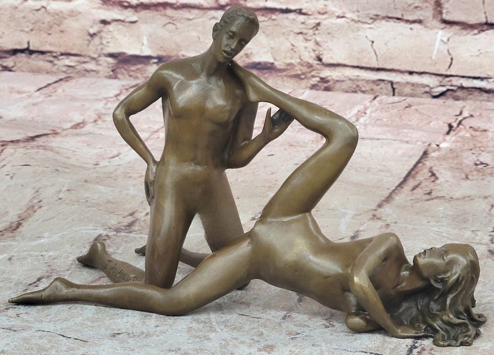 BRONZE SCULPTURE ART STATUE NAKED MAN WOMAN HOT SCENE EROTIC ART GIFT ARTWORK