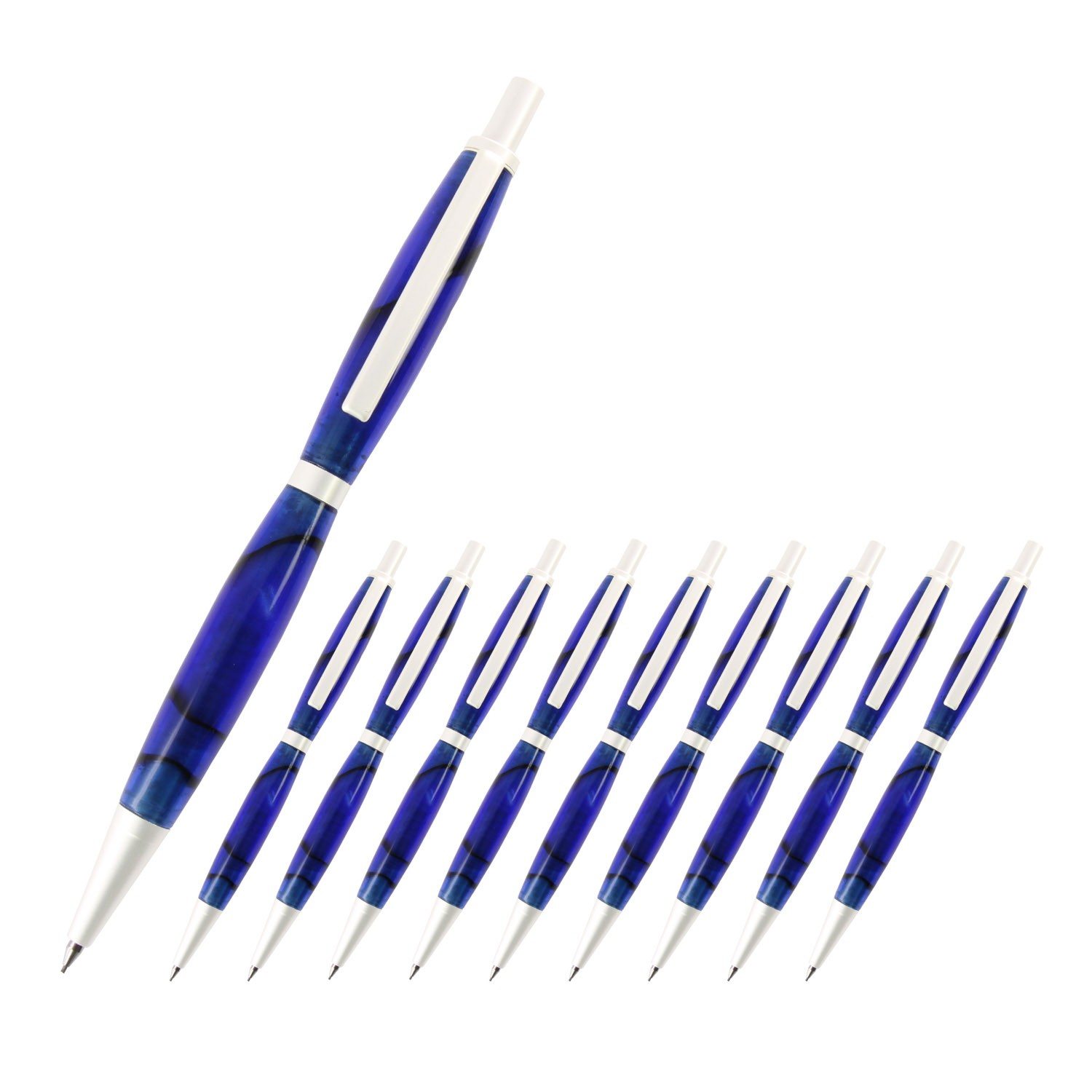 Slimline Pencil Kit, Satin Silver Finish, 10 Pack, Legacy Woodturning
