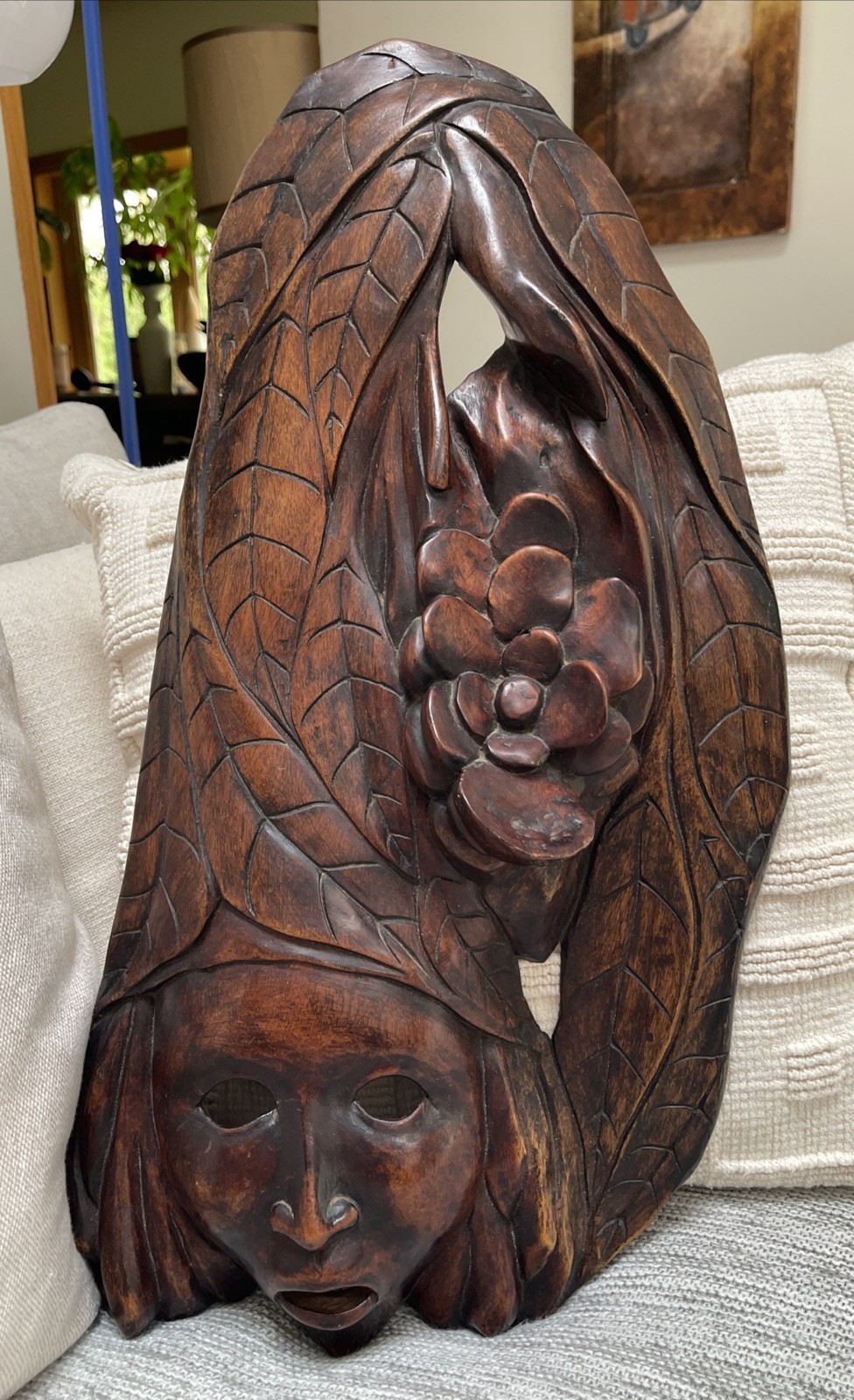 EXQUISITE VTG ANTIQUE Art Deco Mask Rare Tribal Ceremonial HUGE HEAVY 24”GREAT