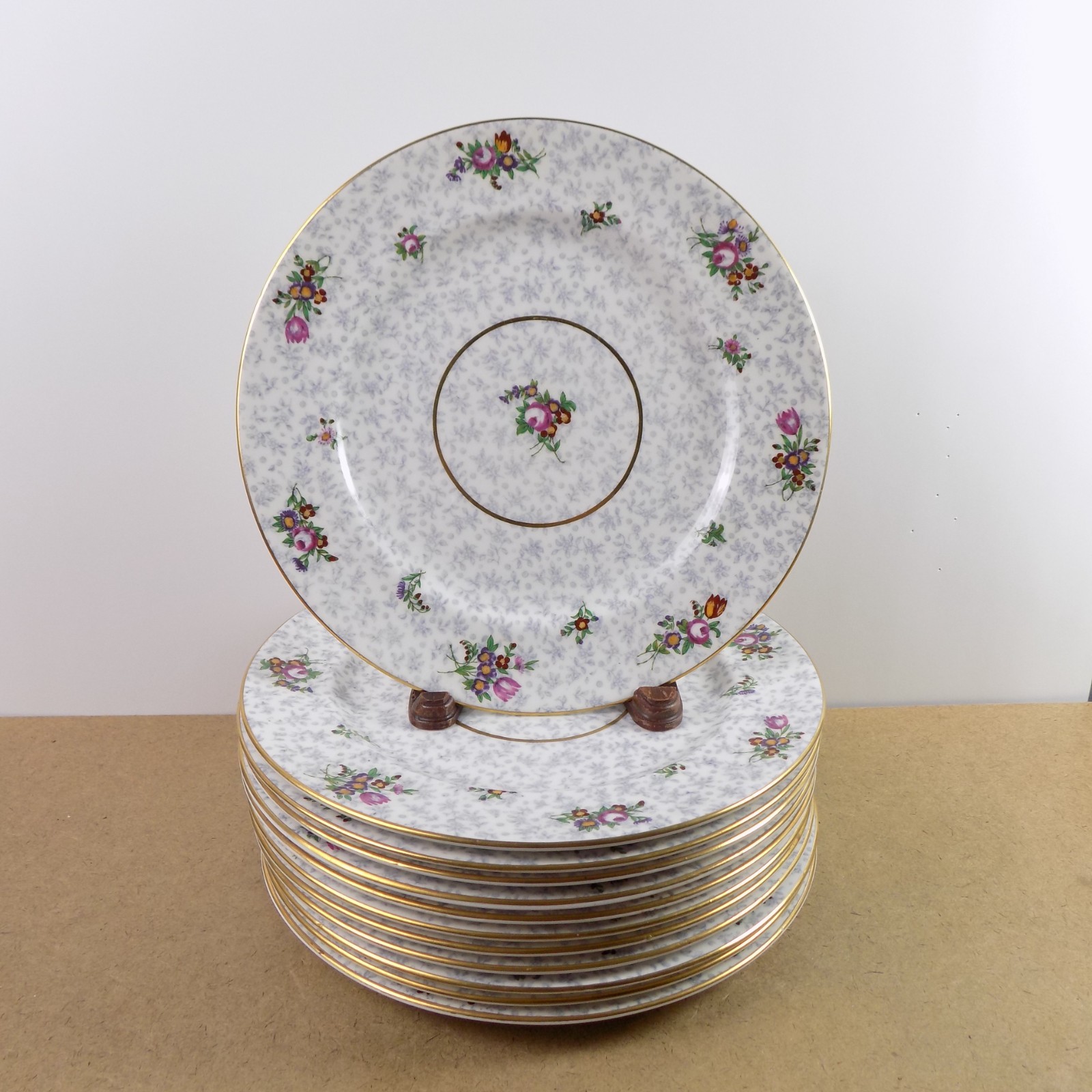 12 Antique Royal Doulton Chintz Dinner Plates E8534 JE Caldwell Philadelphia 12 Antique Royal Doulton Chintz Dinner Plates E8534 JE Caldwell Philadelphia