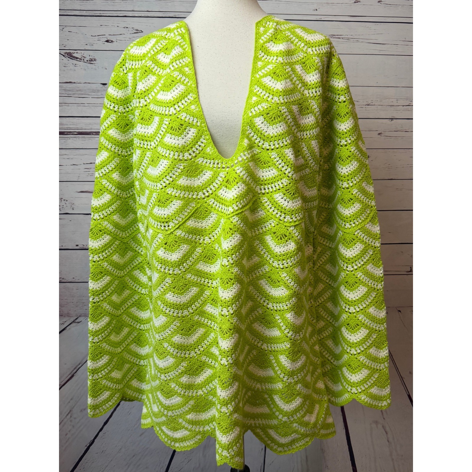Celandine Crochet Kaftan Medium Large Lime Green NWT Tunic Sweater Anthropologie