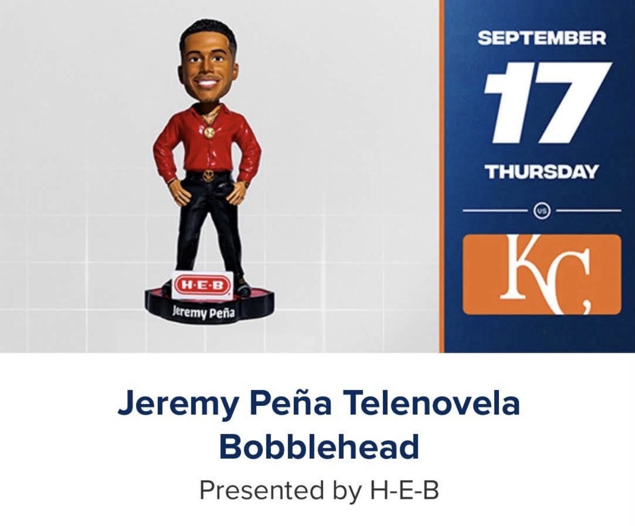 Houston Astros Jeremy Peña Pena Telenovela Bobblehead Pre-Sale 09/17 Houston Astros Jeremy Peña Pena Telenovela Bobblehead Pre-Sale 09/17
