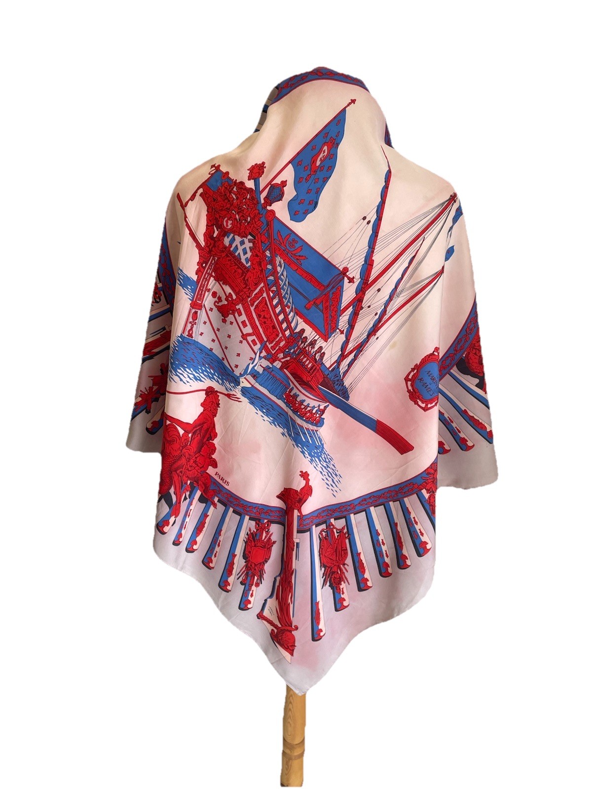 AS7# Hermes Silk Scarf Carre 90 La Marine a Rames Ledoux Rybal VTG Square Wrap