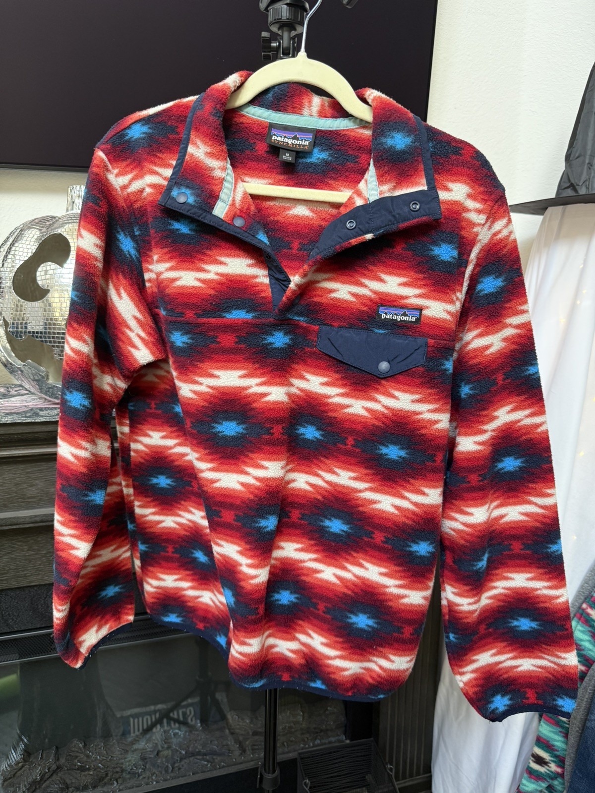 Patagonia Synchilla, Women’s M Aztec Southwestern, Red Blue Pullover