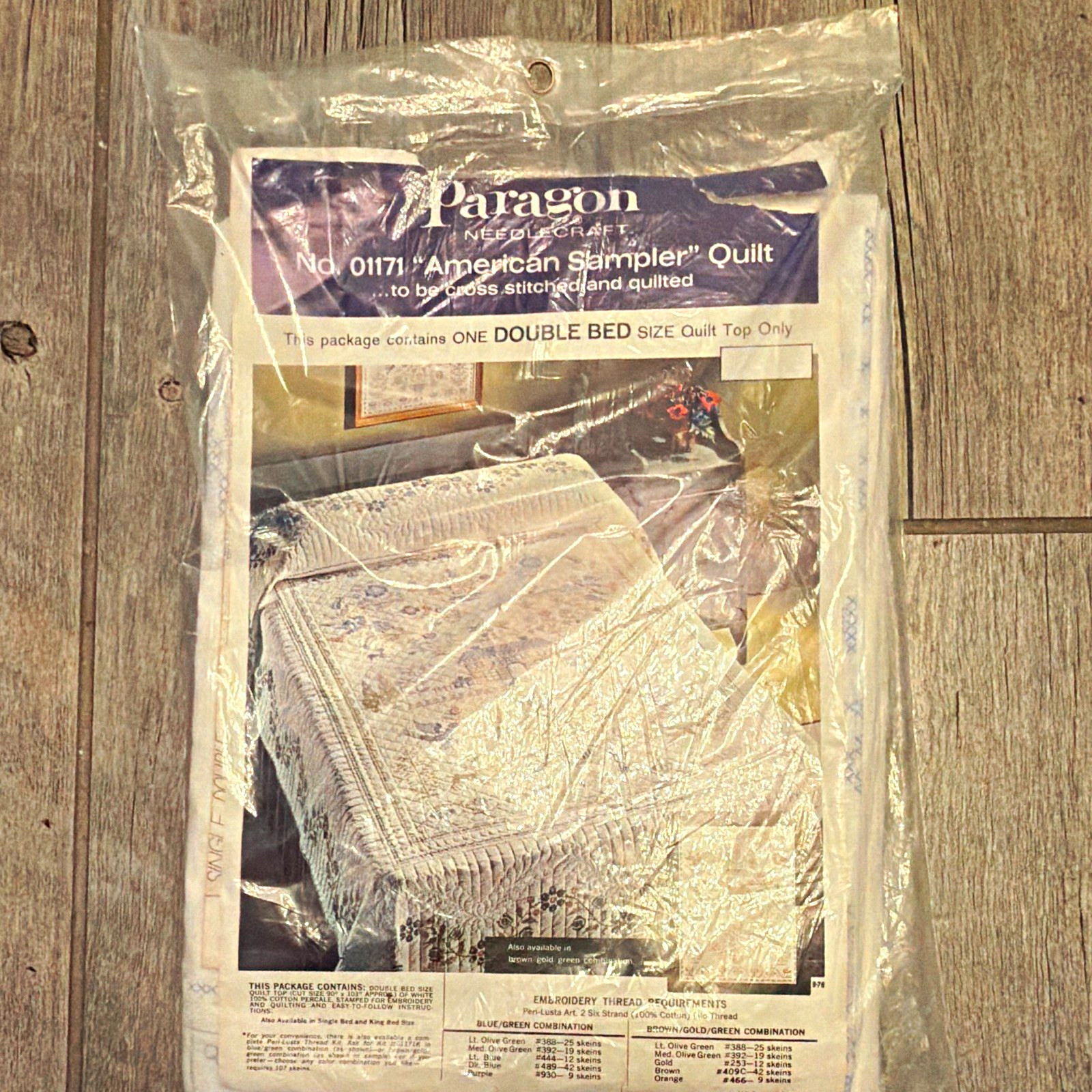 Vintage Paragon 01171 American Sampler Stamped Cross Stitch Double Quilt Top New