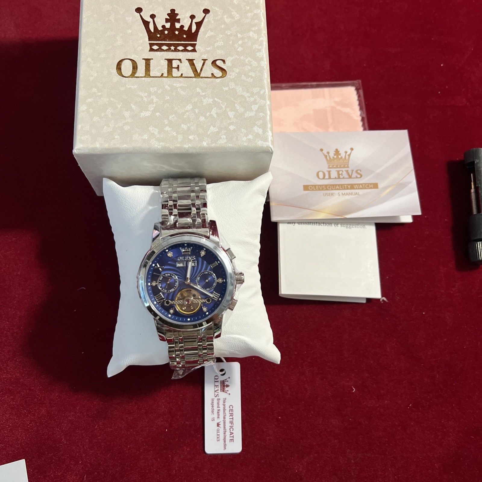 OLEVS New Men\'s Automatic Mechanical Watch Luminous Waterproof Wristwatch 42mm
