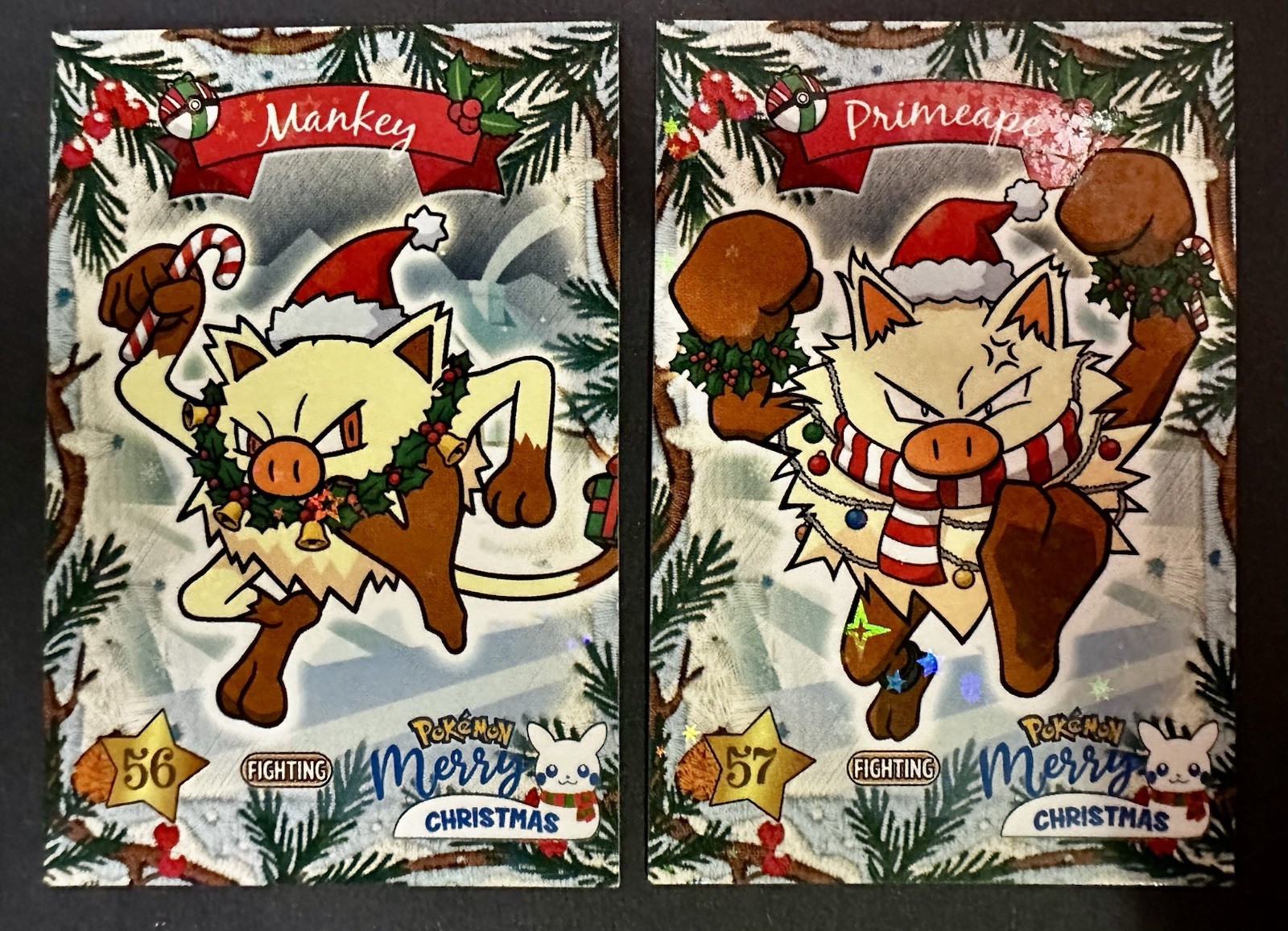 MANKEY X PRIMEAPE LOT - POKEMON KANTO COLLECTOONS LIMITED CHRISTMAS HOLO