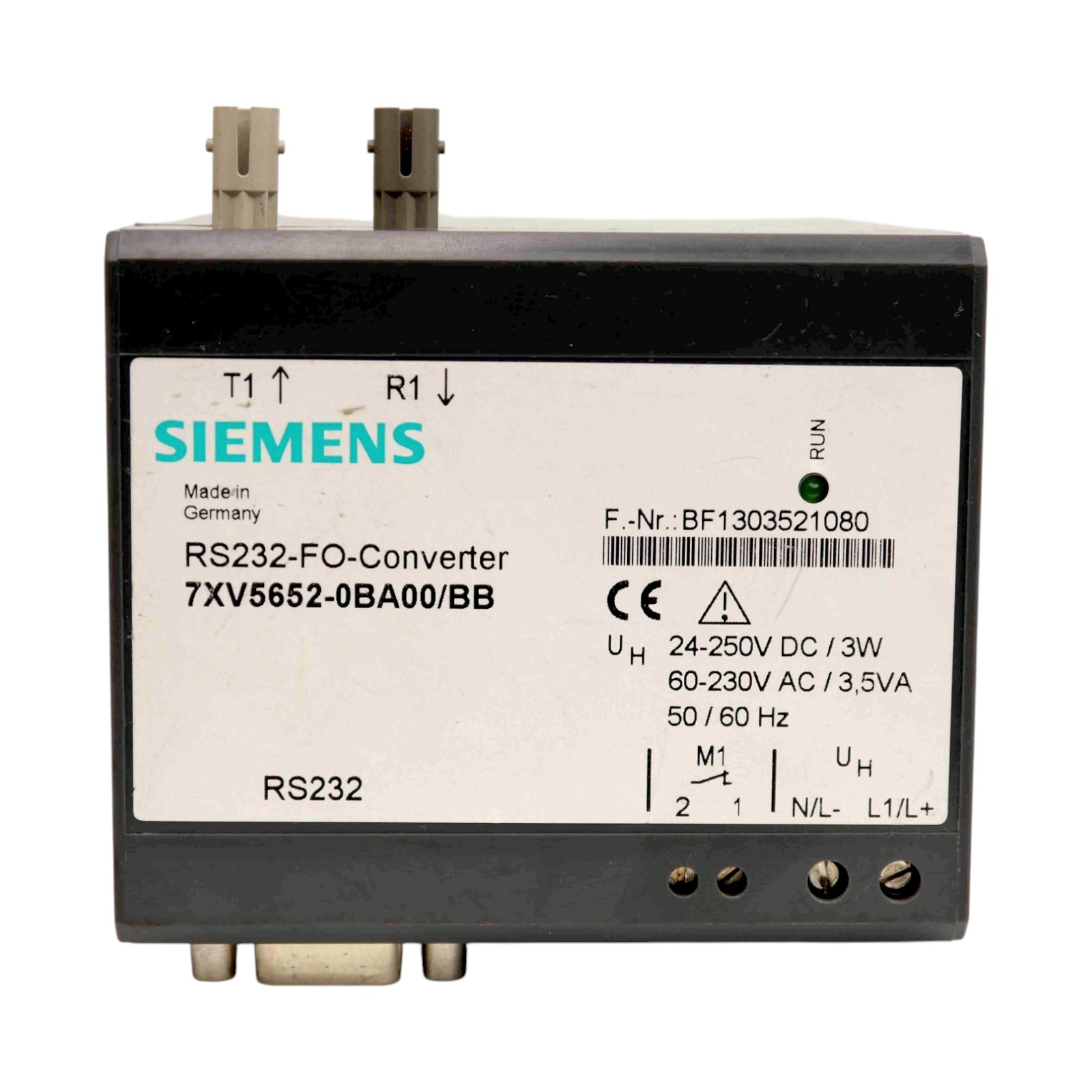 SIEMENS 7XV5652-0BA00 CONVERTER FIBER OPTIC TO RS232