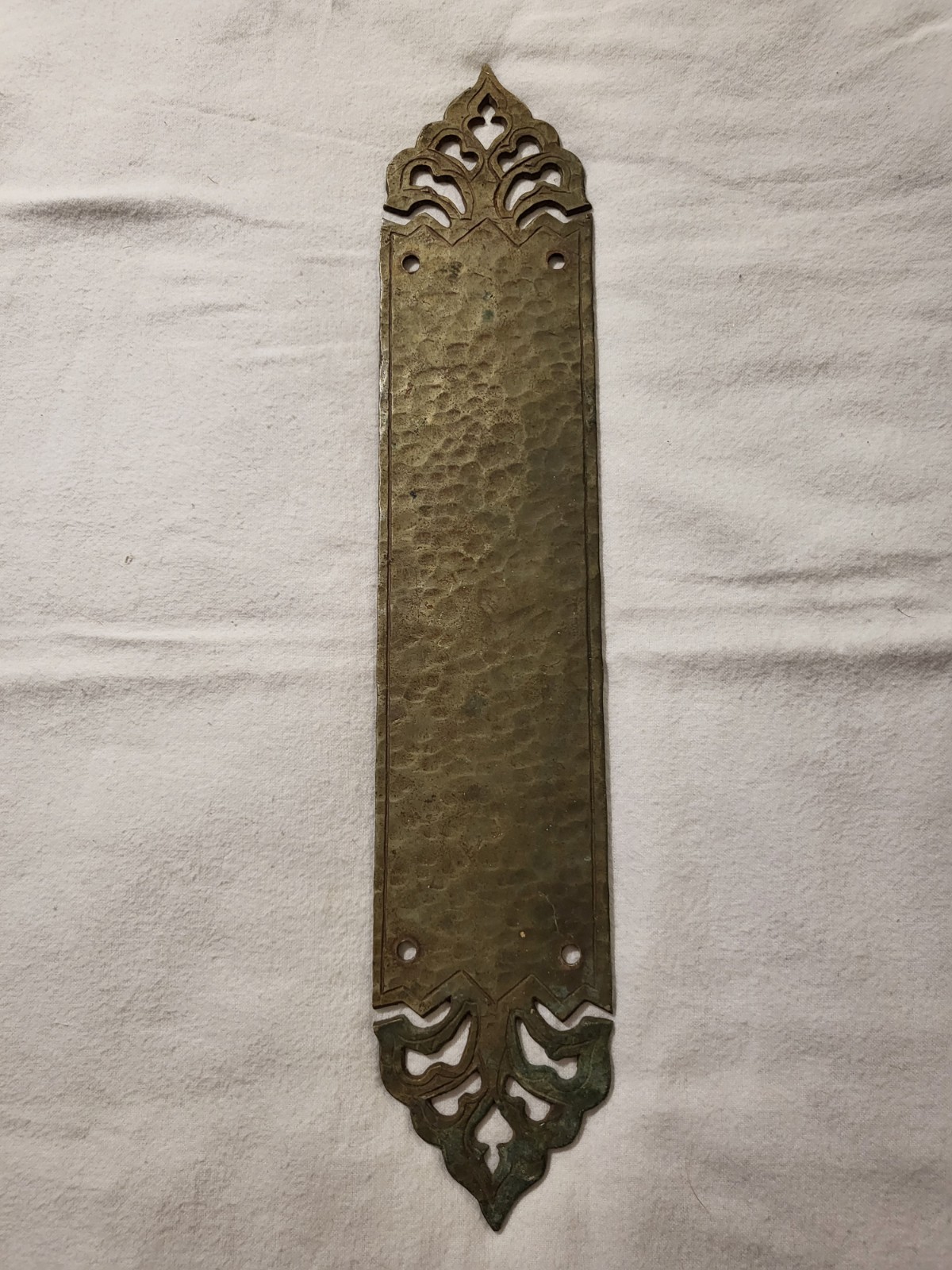 Vintage Ornate Hand Hammered Brass Door Push Plate