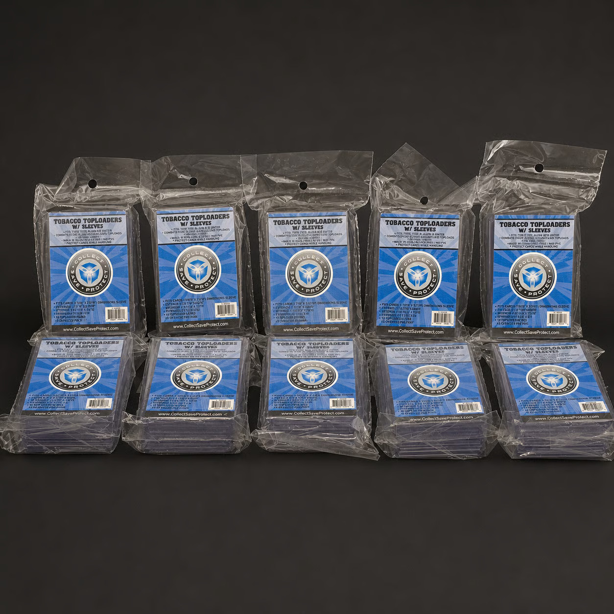 100x CSP Tobacco Card Toploaders & Penny Sleeves Combo T206 (10 Packs Of 10)