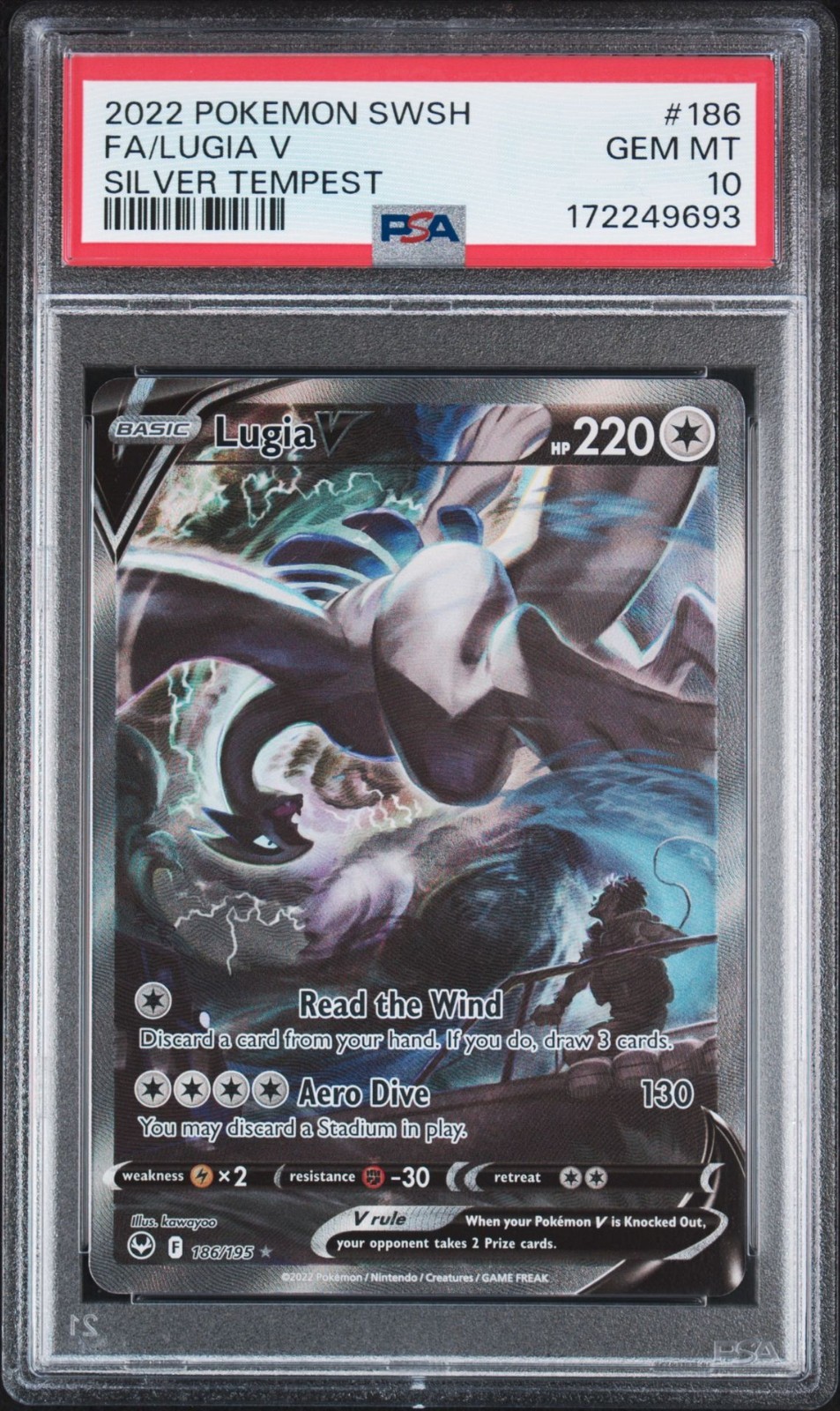 2022 POKEMON SWORD & SHIELD SILVER TEMPEST #186 FULL ART/LUGIA V PSA 10 2022 POKEMON SWORD & SHIELD SILVER TEMPEST #186 FULL ART/LUGIA V PSA 10