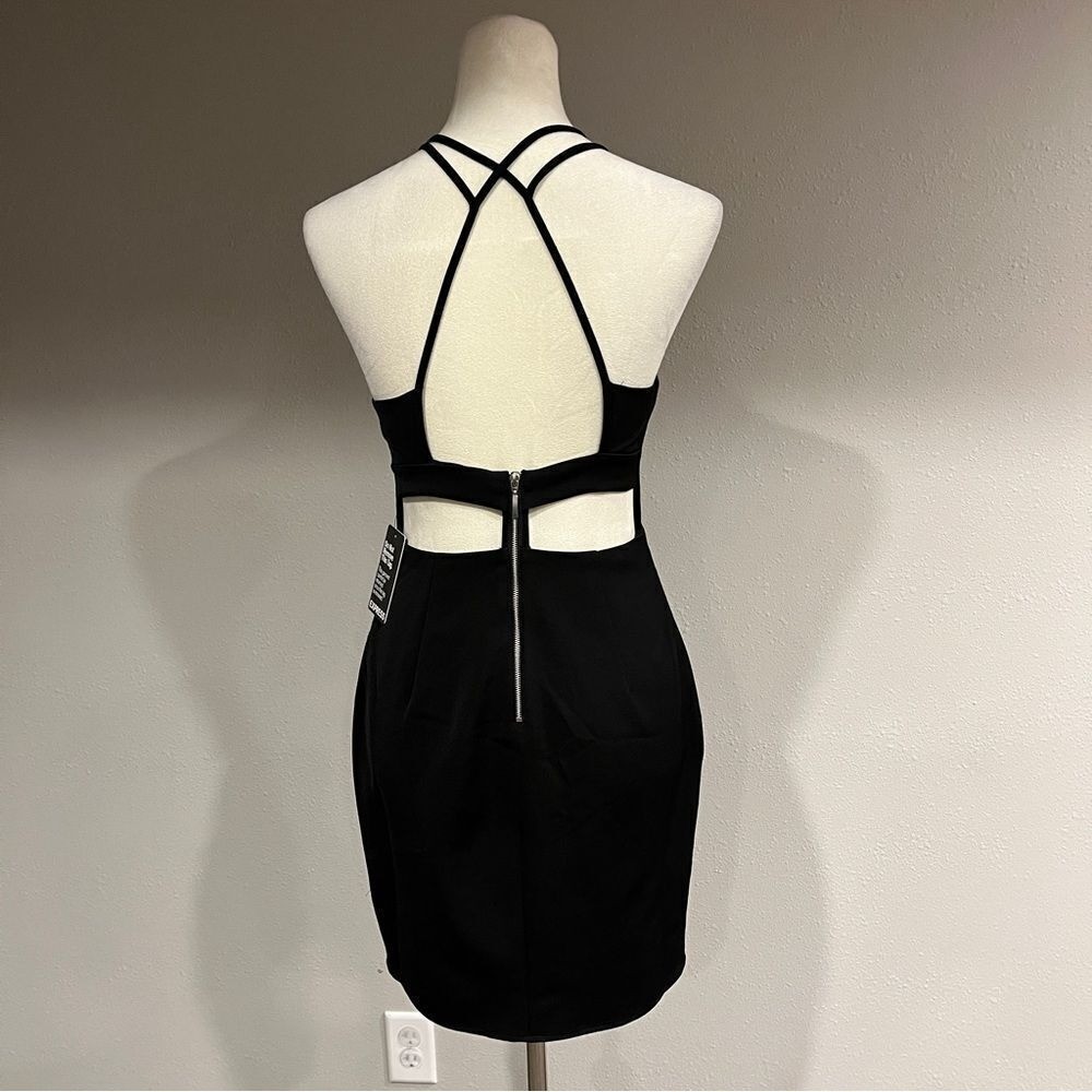 Express Elegant Black Halter mini Dress with open back details size 4